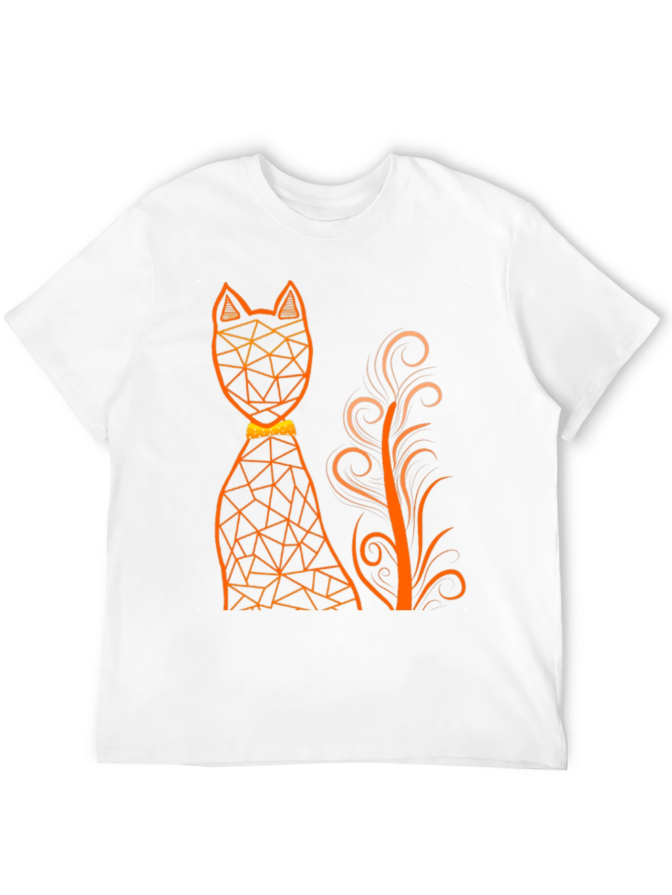 Black Geometric Cat Graphic Tee - Modern Art T-Shirt view 12