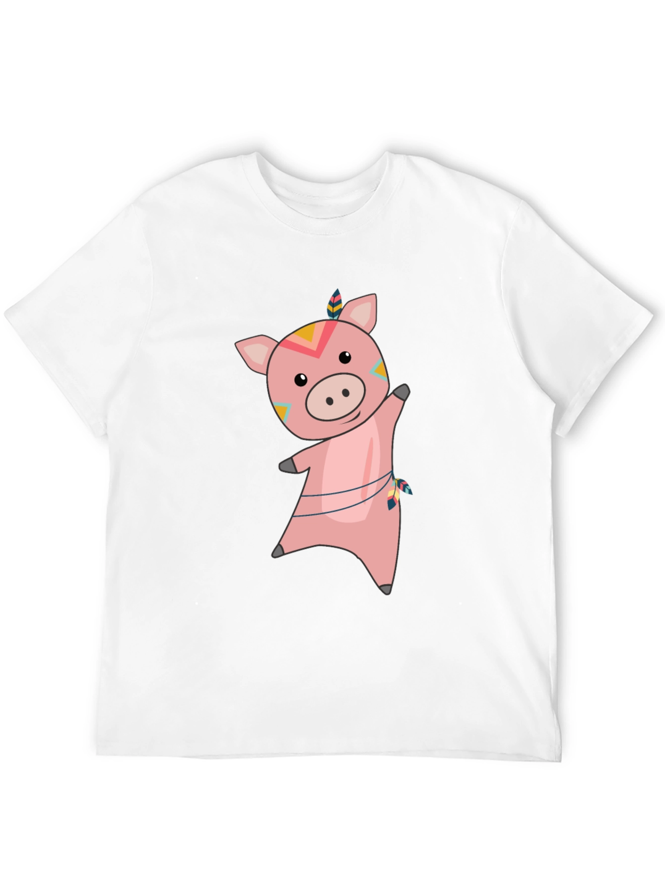 Cute Cartoon Pig Graphic Tee - Black - 12