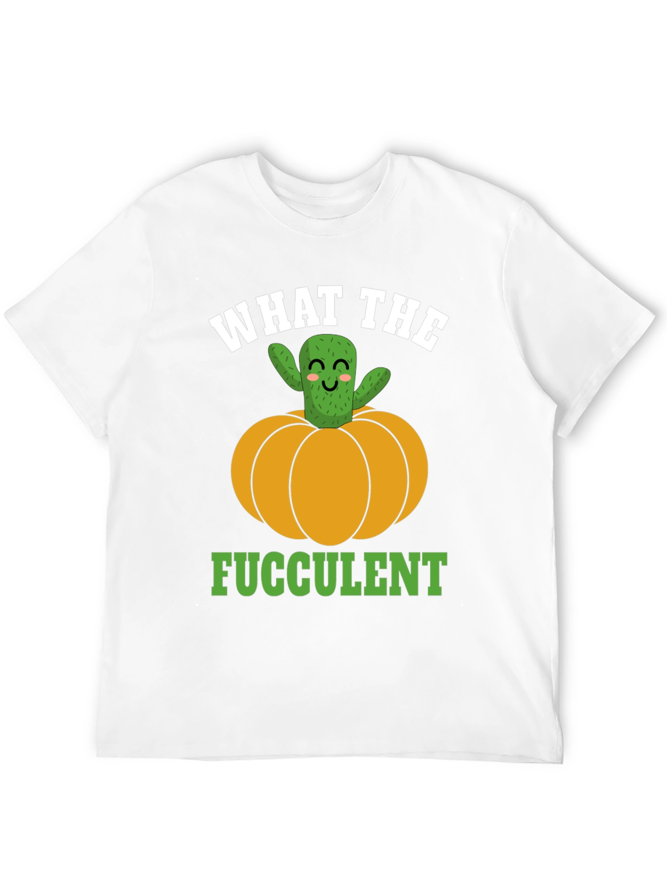 Black What the Fucculent Cactus Pumpkin Graphic T-Shirt view 12