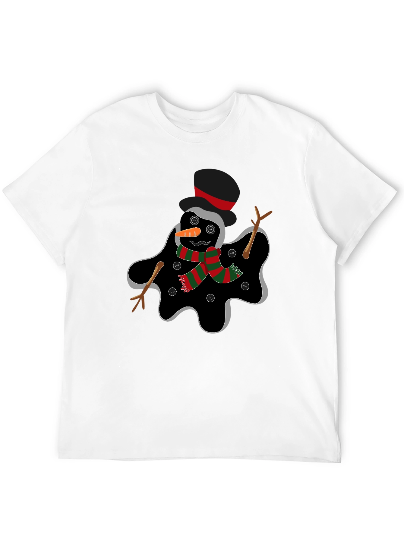 Black Melting Snowman Graphic Tee - Funny Holiday Shirt view 12