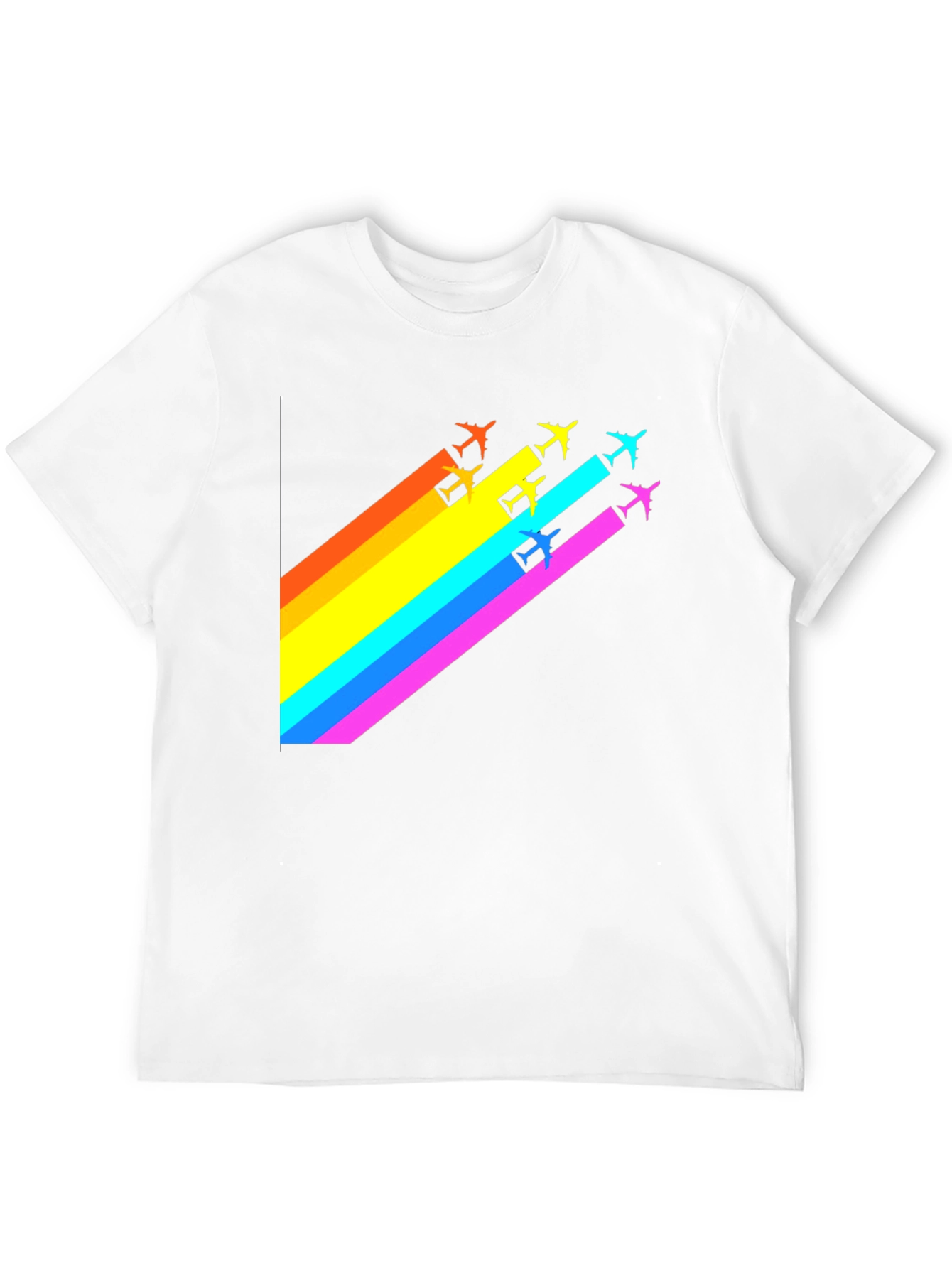 Black Rainbow Airplane Trail Graphic T-Shirt view 12