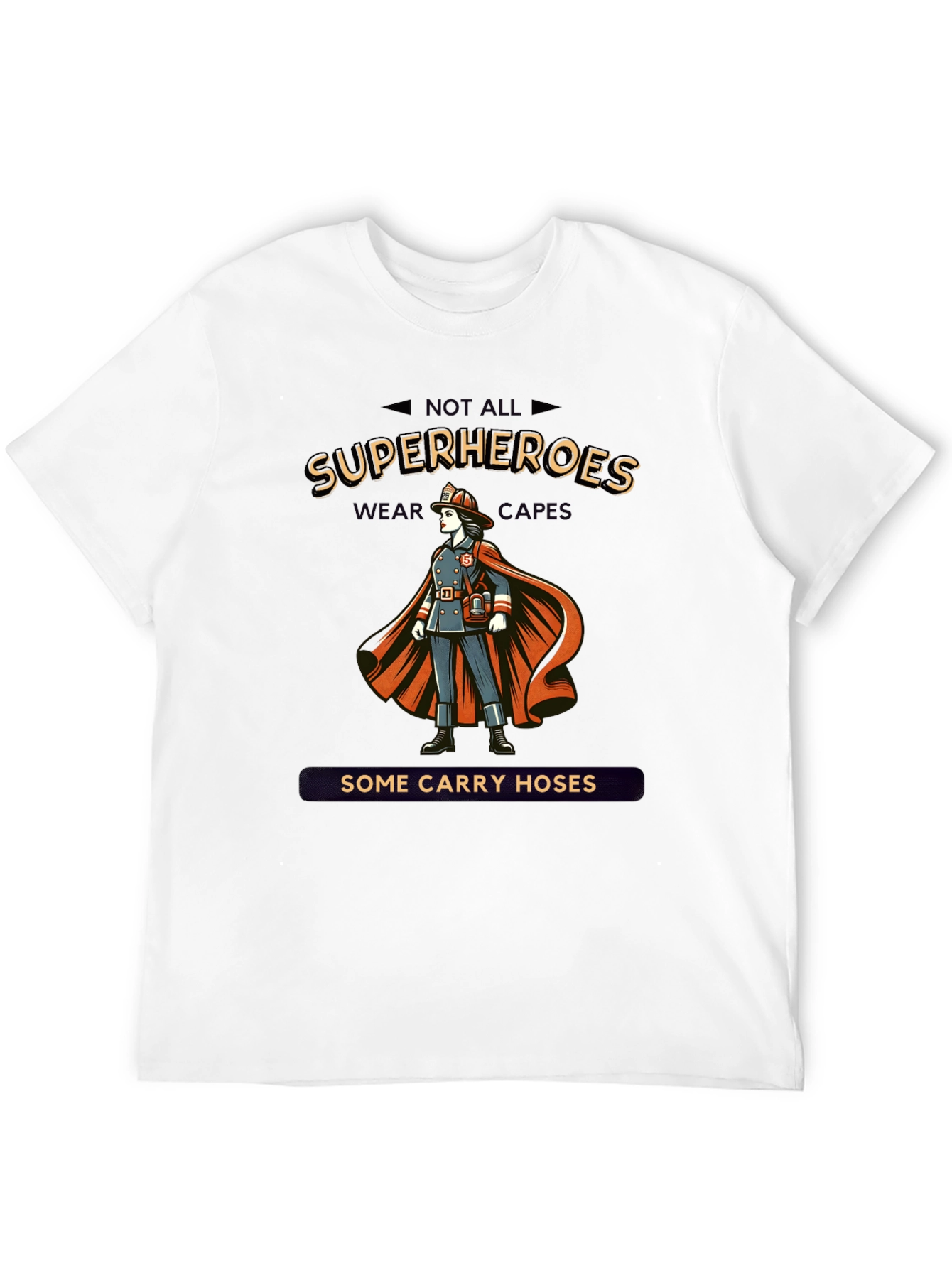 Black Superhero Firefighter T-Shirt - Not All Heroes Wear Capes view 12