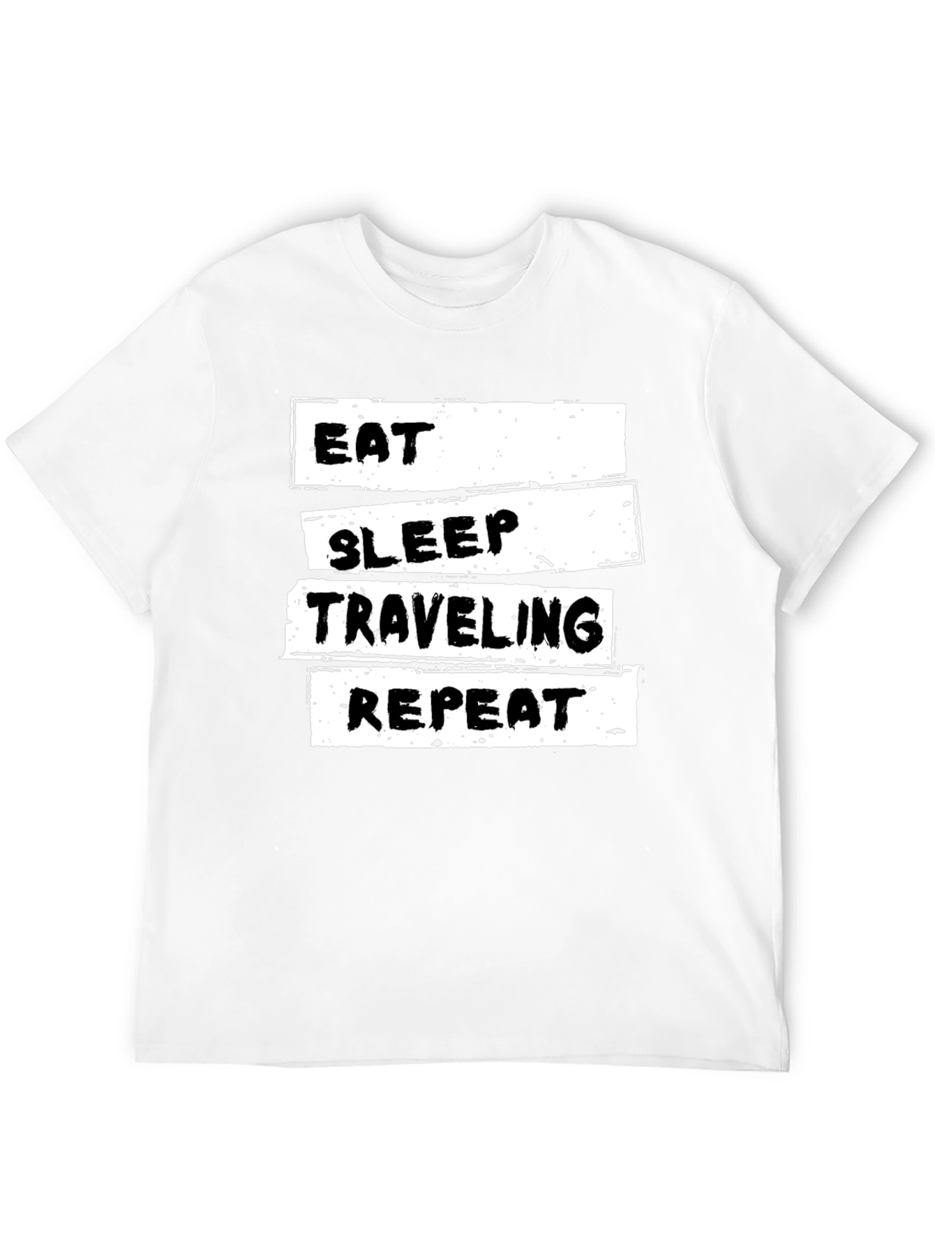 Black Eat Sleep Traveling Repeat Black Graphic Tee view 12