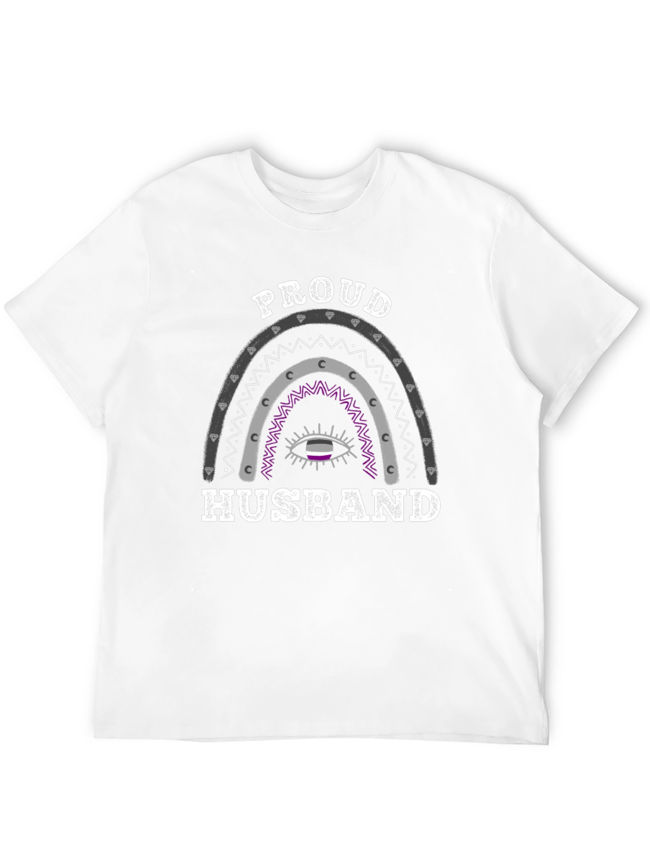 Proud Husband Asexual Pride Rainbow Graphic T-Shirt - 12