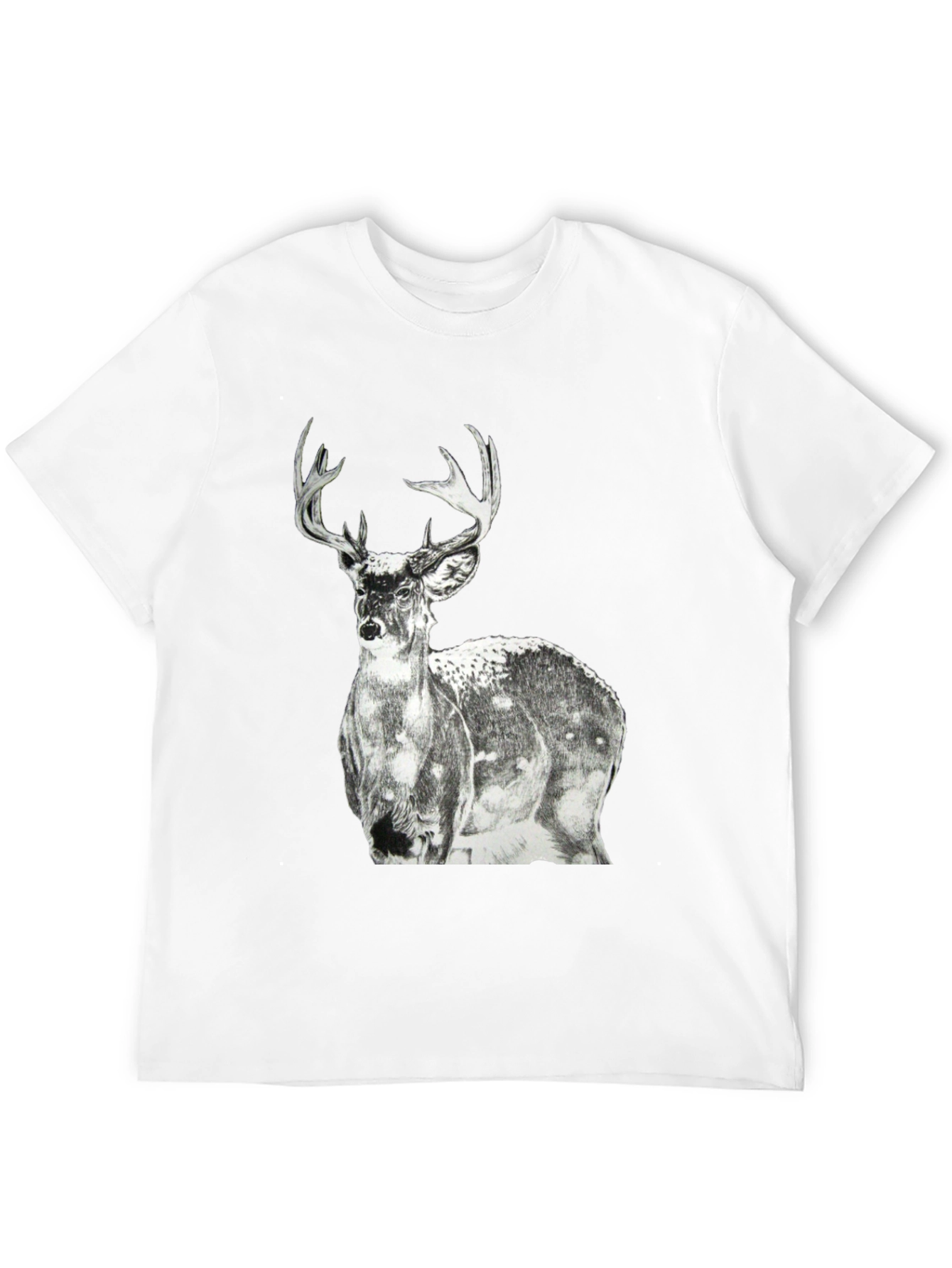 Black Deer Graphic Print Men's Black T-Shirt view 12