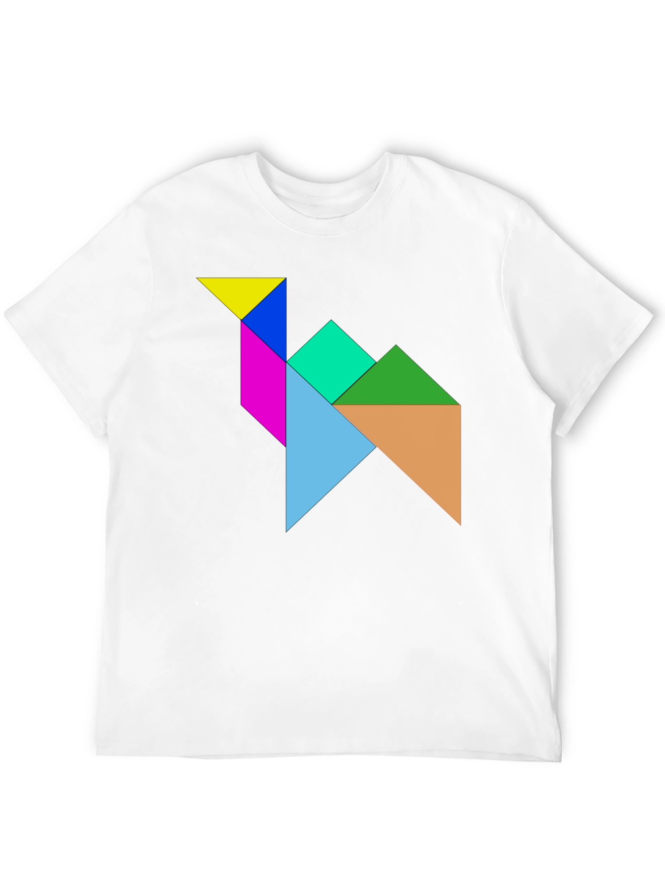 Black Tangram Camel T-Shirt - Puzzle Design Tee view 12