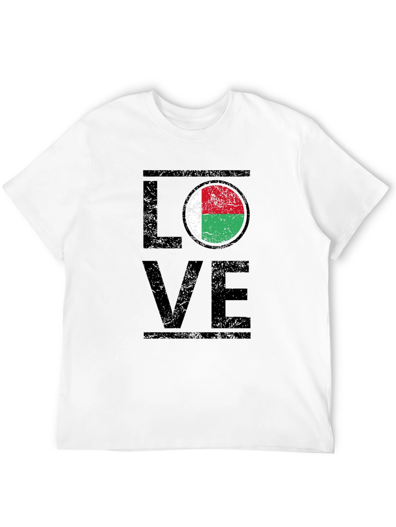 Black Love Madagascar Flag T-Shirt - Black Cotton Tee view 12