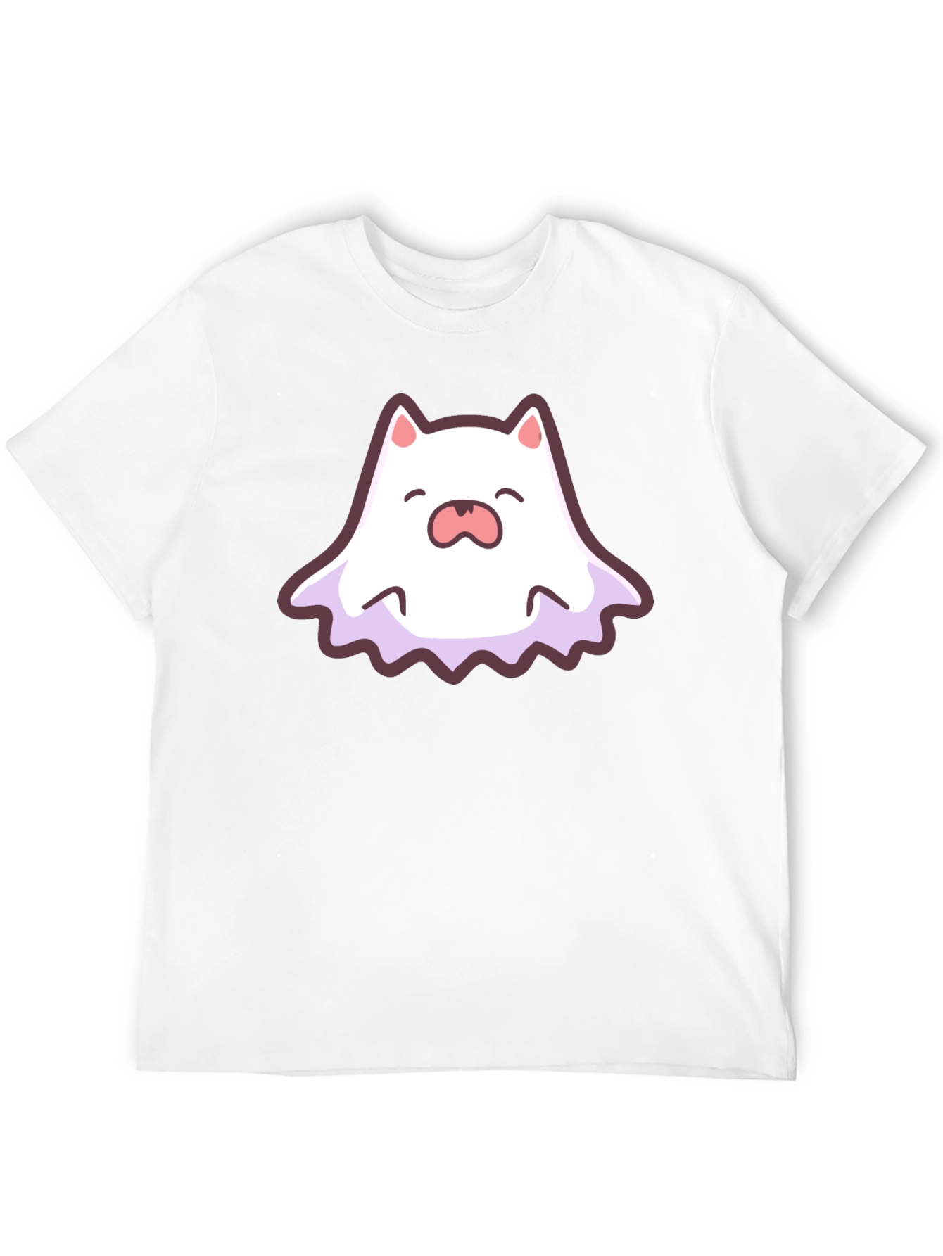 Black Cute Ghost Cat Graphic T-Shirt view 12