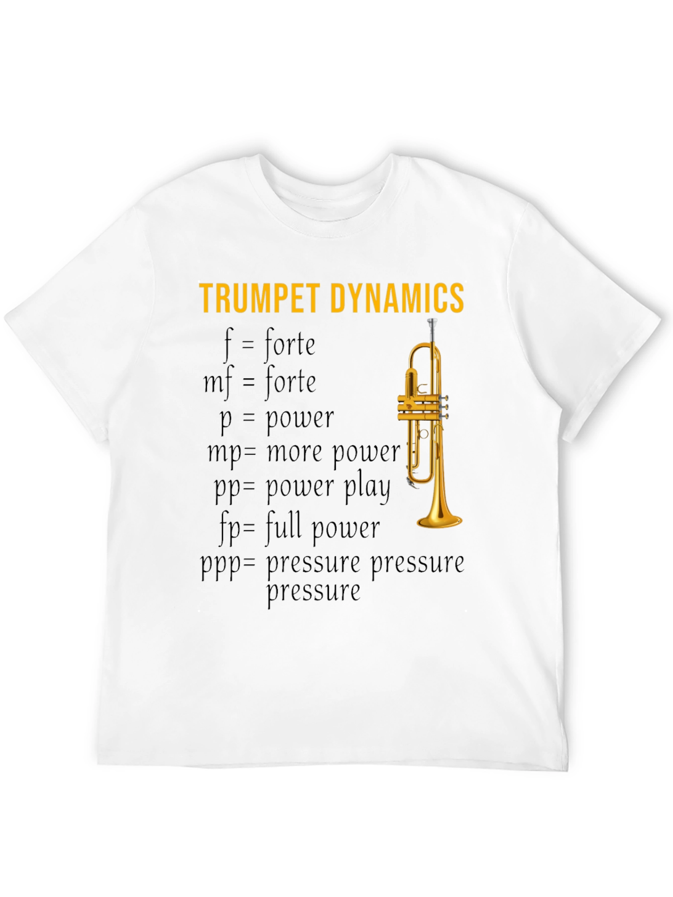 Black Trumpet Dynamics T-Shirt - Music Lover Apparel view 12