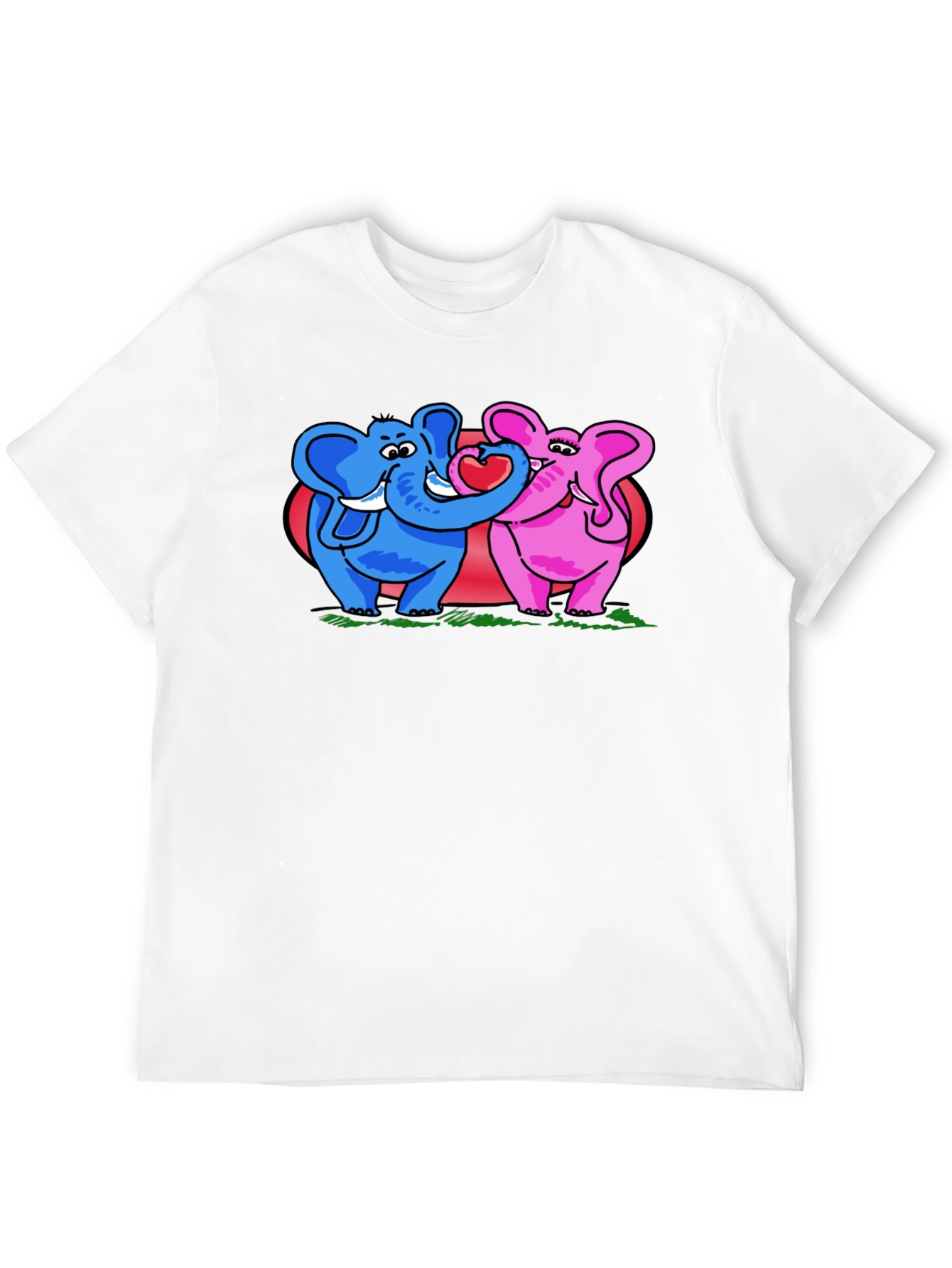 Black Elephant Love T-Shirt - Blue & Pink Elephants view 12