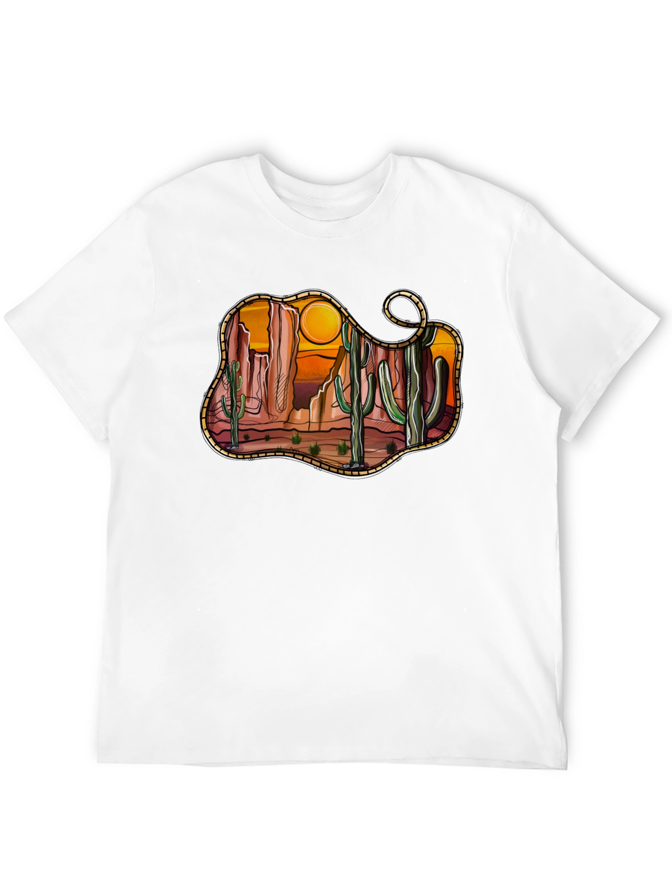 Black Desert Cactus Sunset Graphic Tee - Black view 12