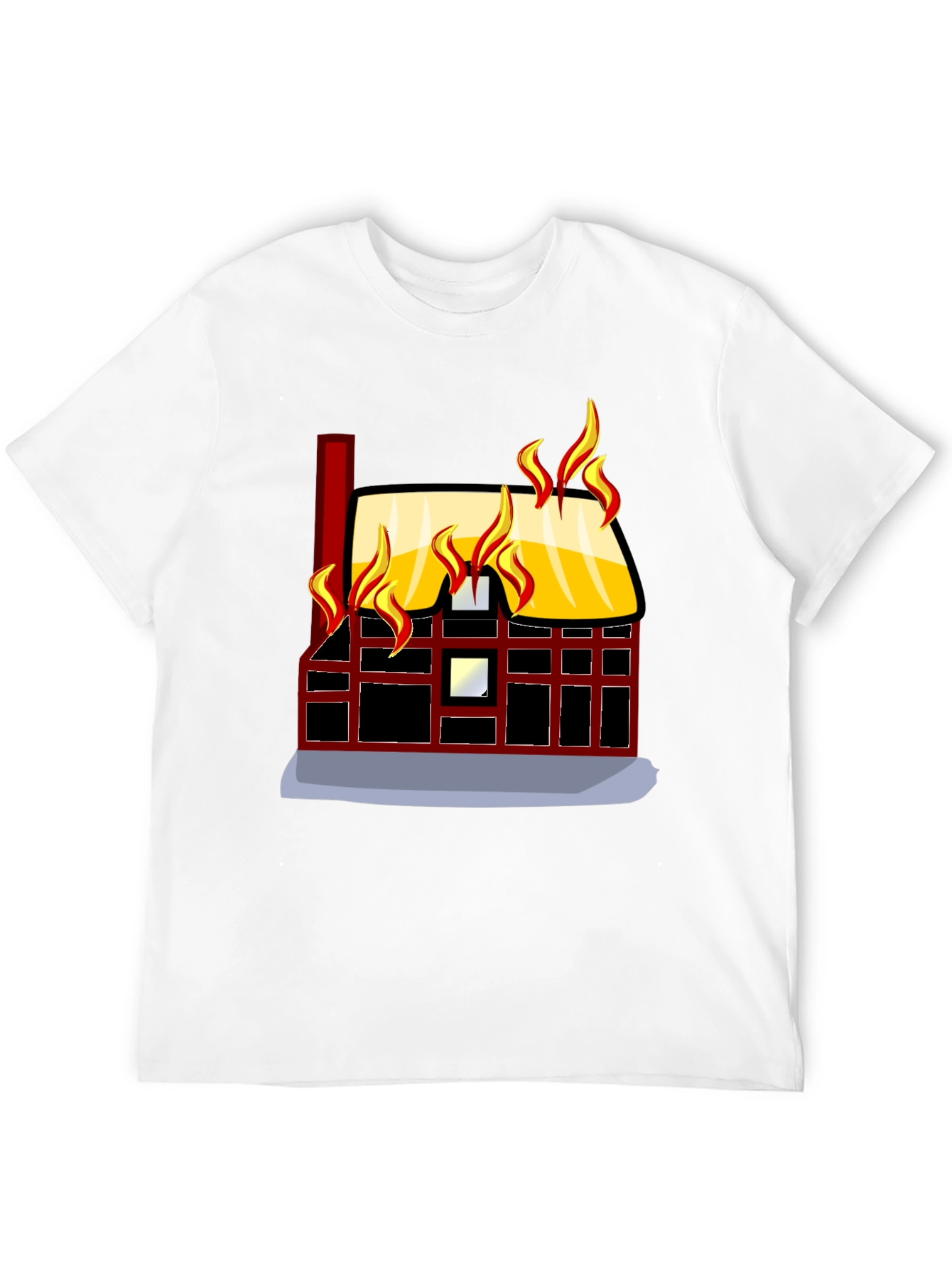 Black Burning House Graphic Tee - Bold Black T-Shirt view 12