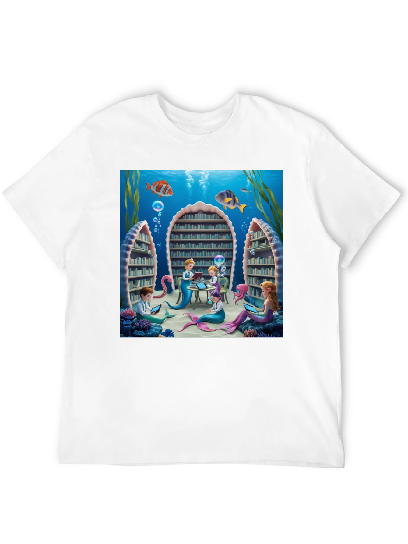Black Mermaid Library T-Shirt view 12