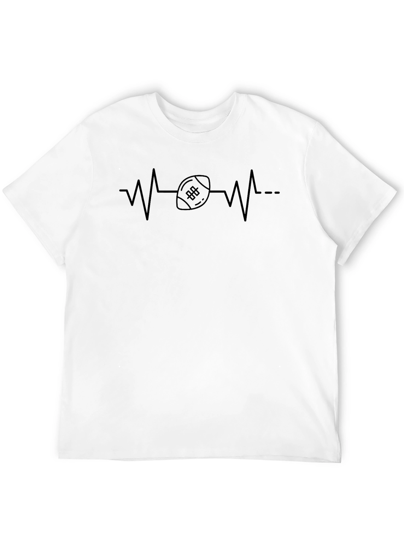 Black Football Heartbeat T-Shirt - Black Graphic Tee view 12