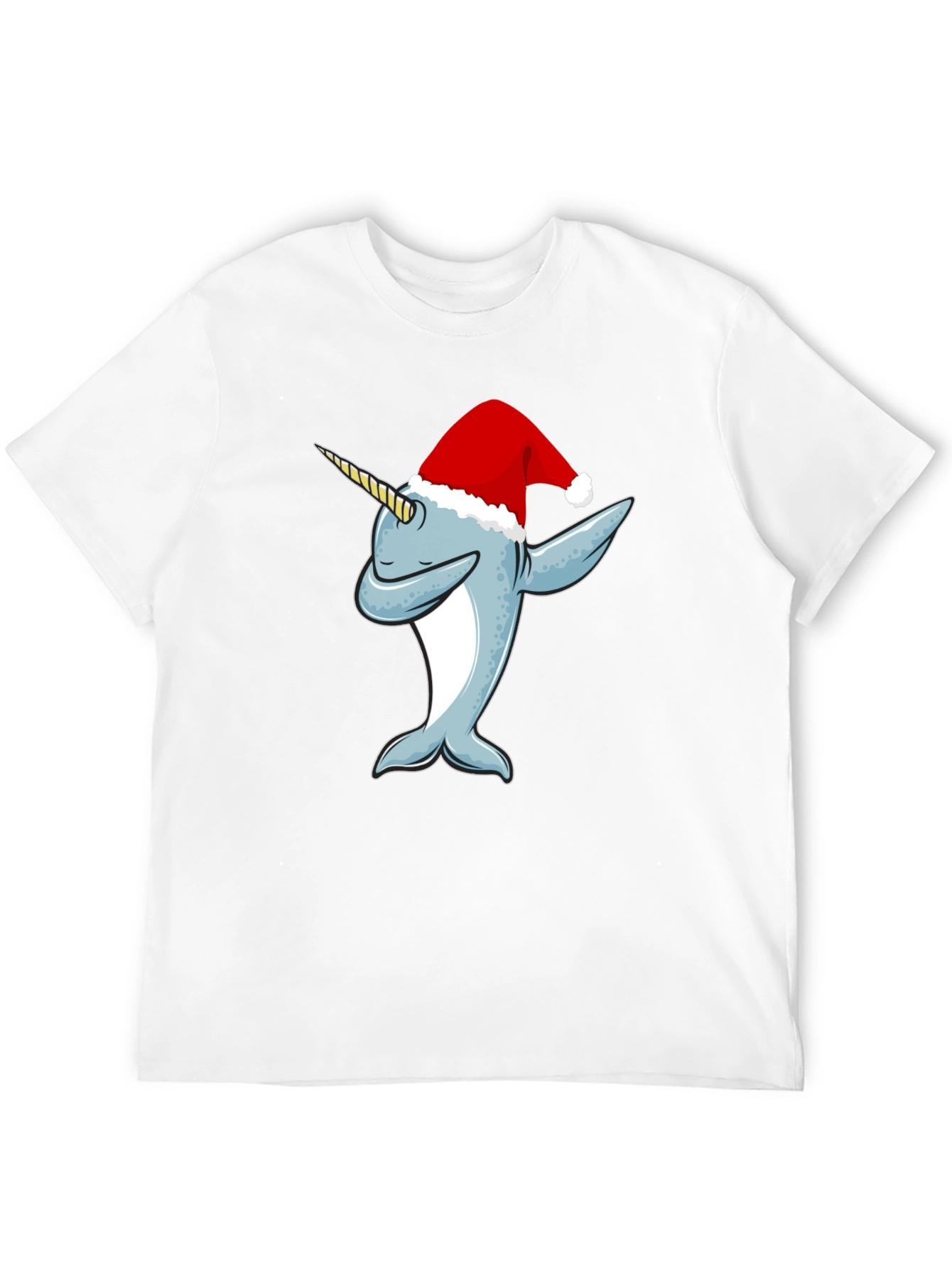 Black Dabbing Narwhal Christmas T-Shirt view 12