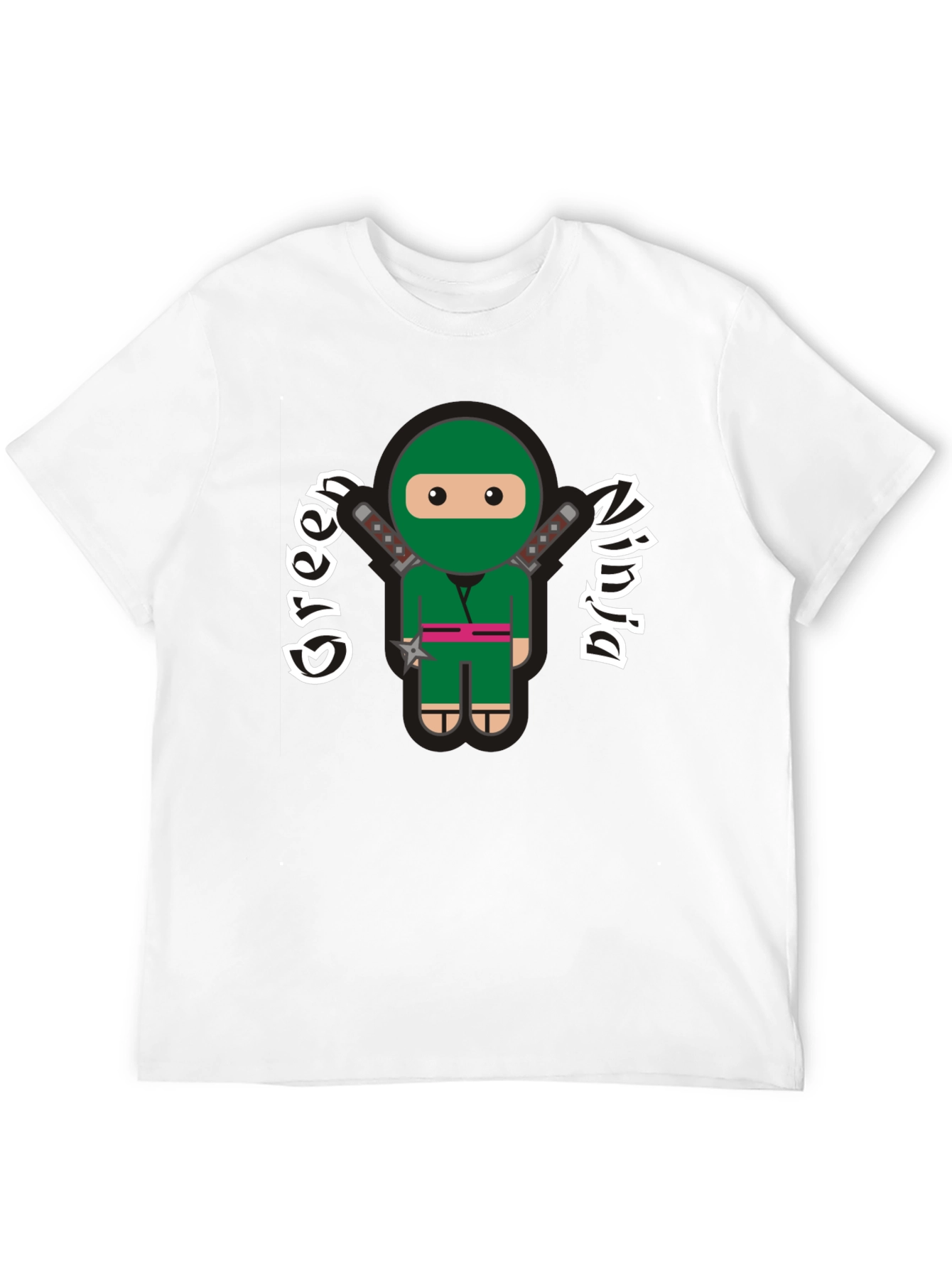 Black Green Ninja Cartoon Graphic T-Shirt view 12