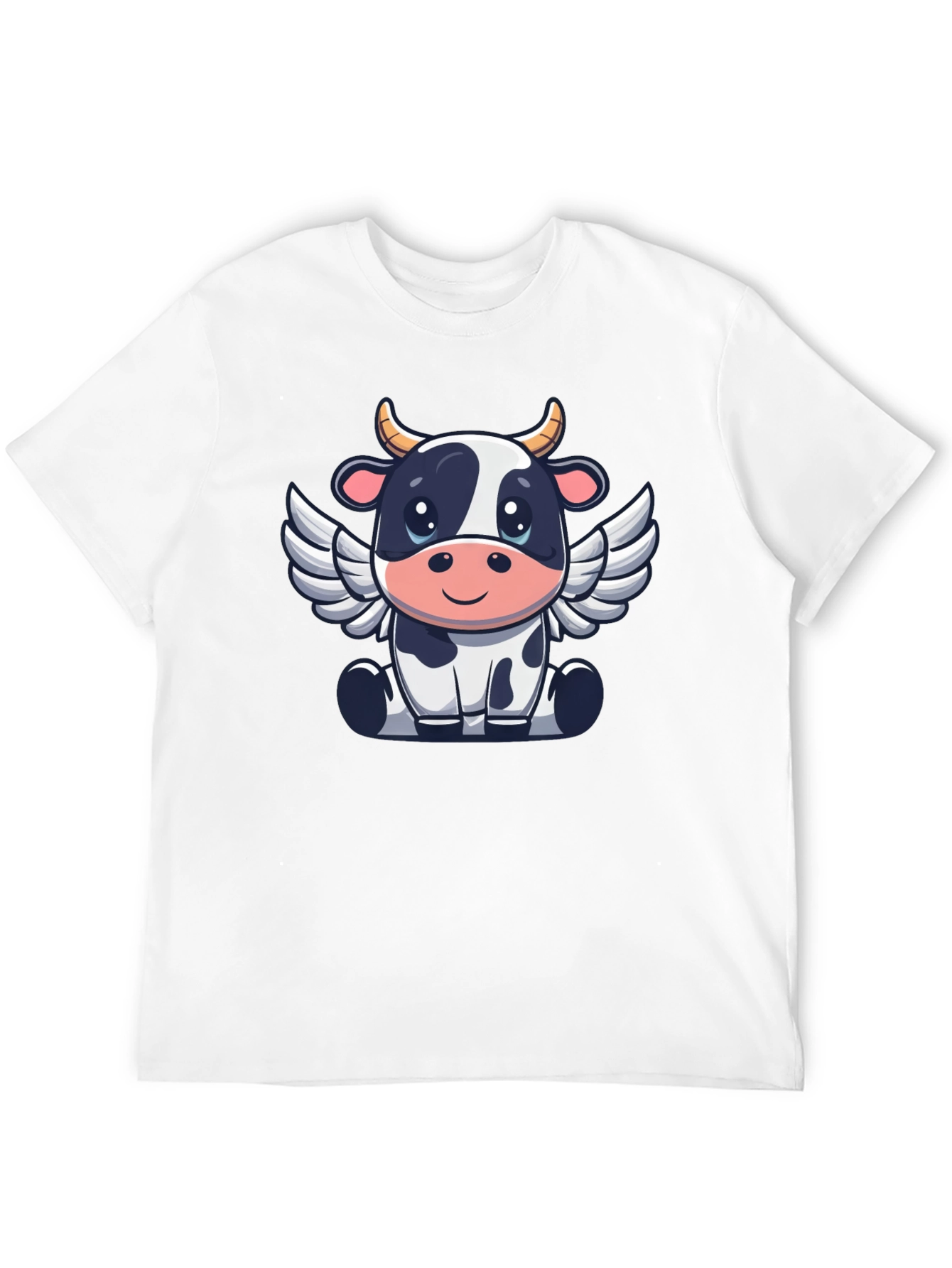 Black Cow Angel Graphic Tee - Black Cotton T-Shirt view 12