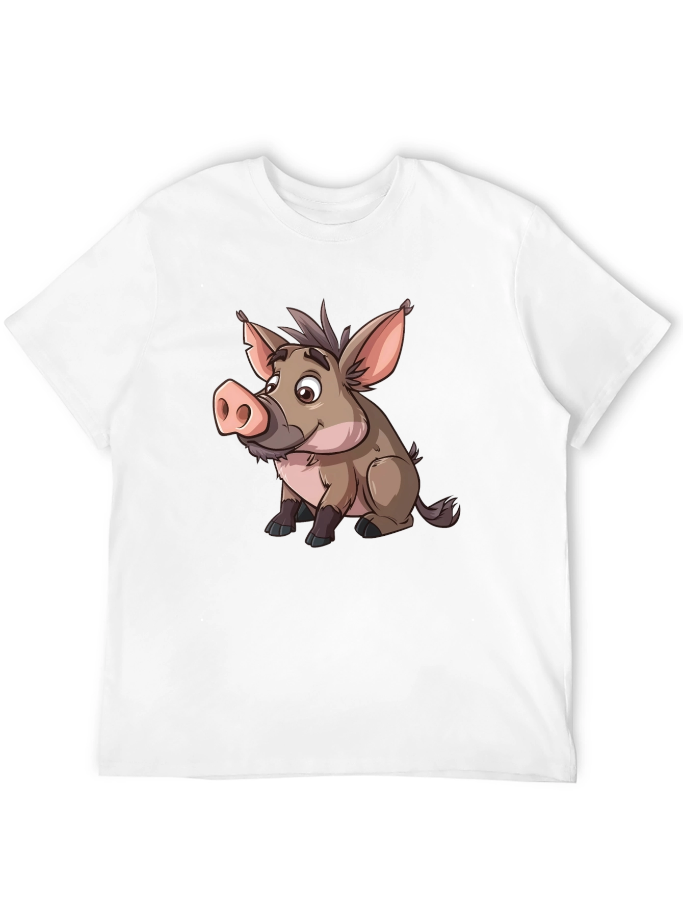 Black Boar Cartoon Graphic Black T-Shirt view 12