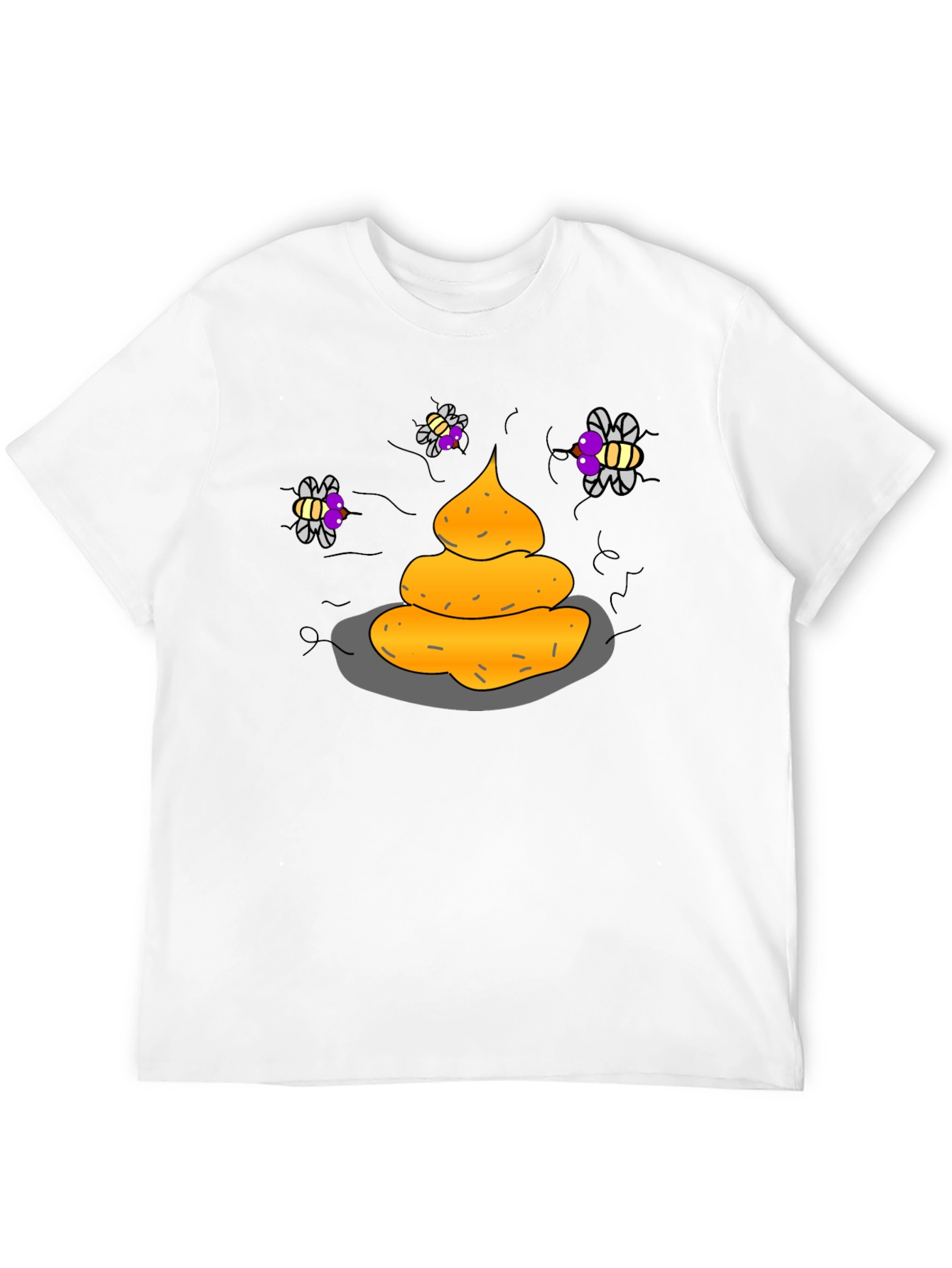Black Humorous Graphic Tee - Funny Poop & Flies view 12