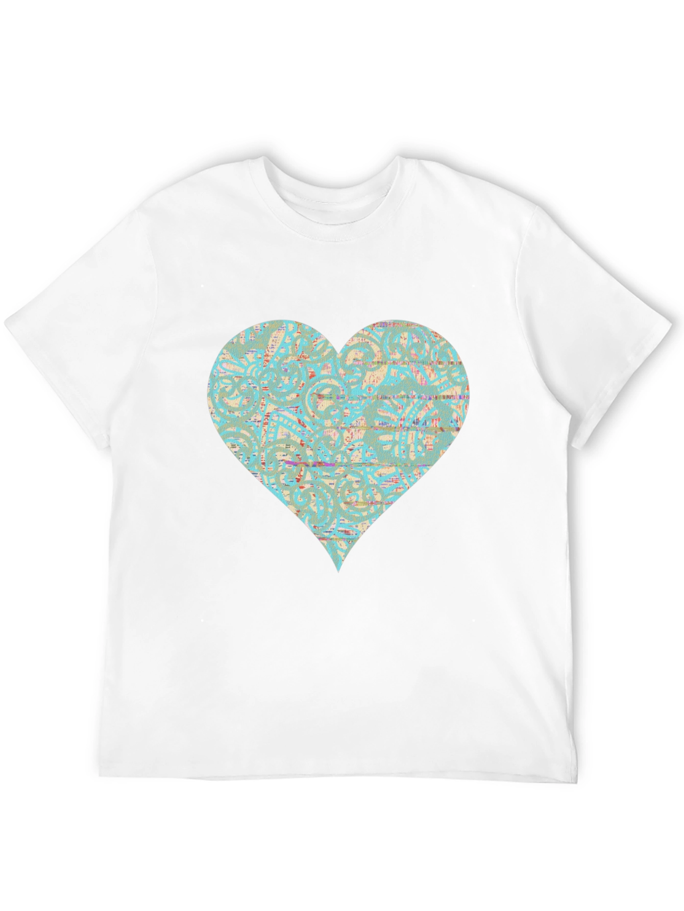 Black Patterned Heart Graphic Tee - Stylish Casual Wear view 12