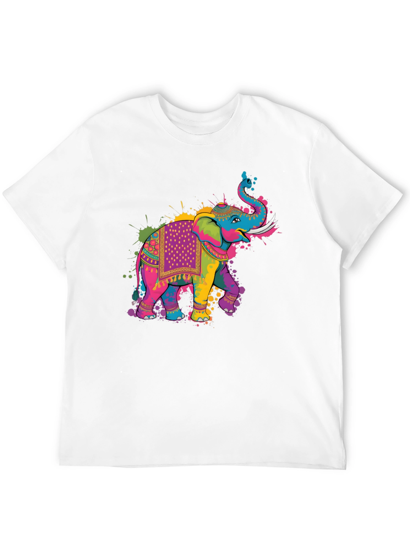 Black Colorful Elephant Graphic T-Shirt view 12