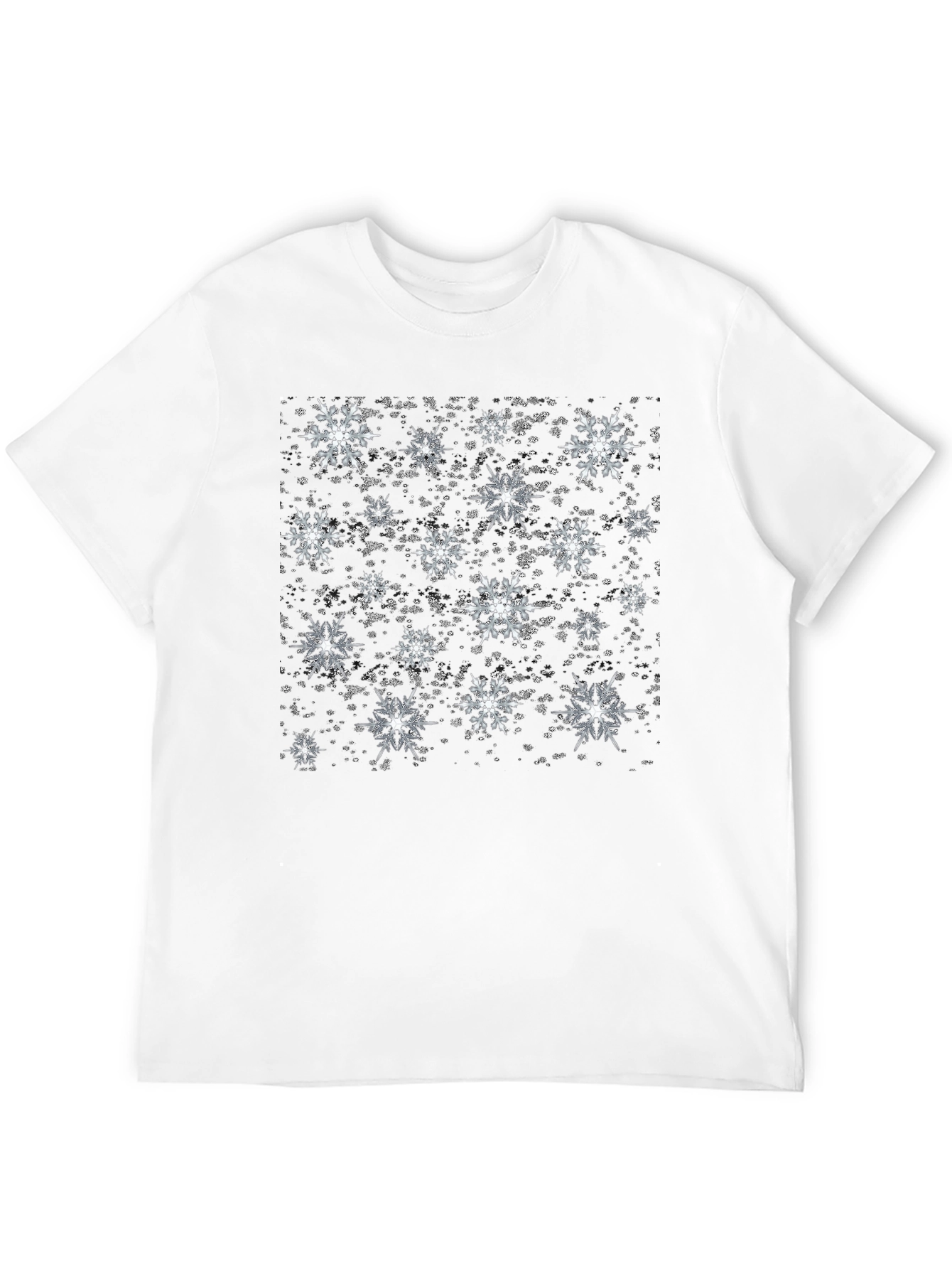 Black Snowflake Pattern Black T-Shirt view 12