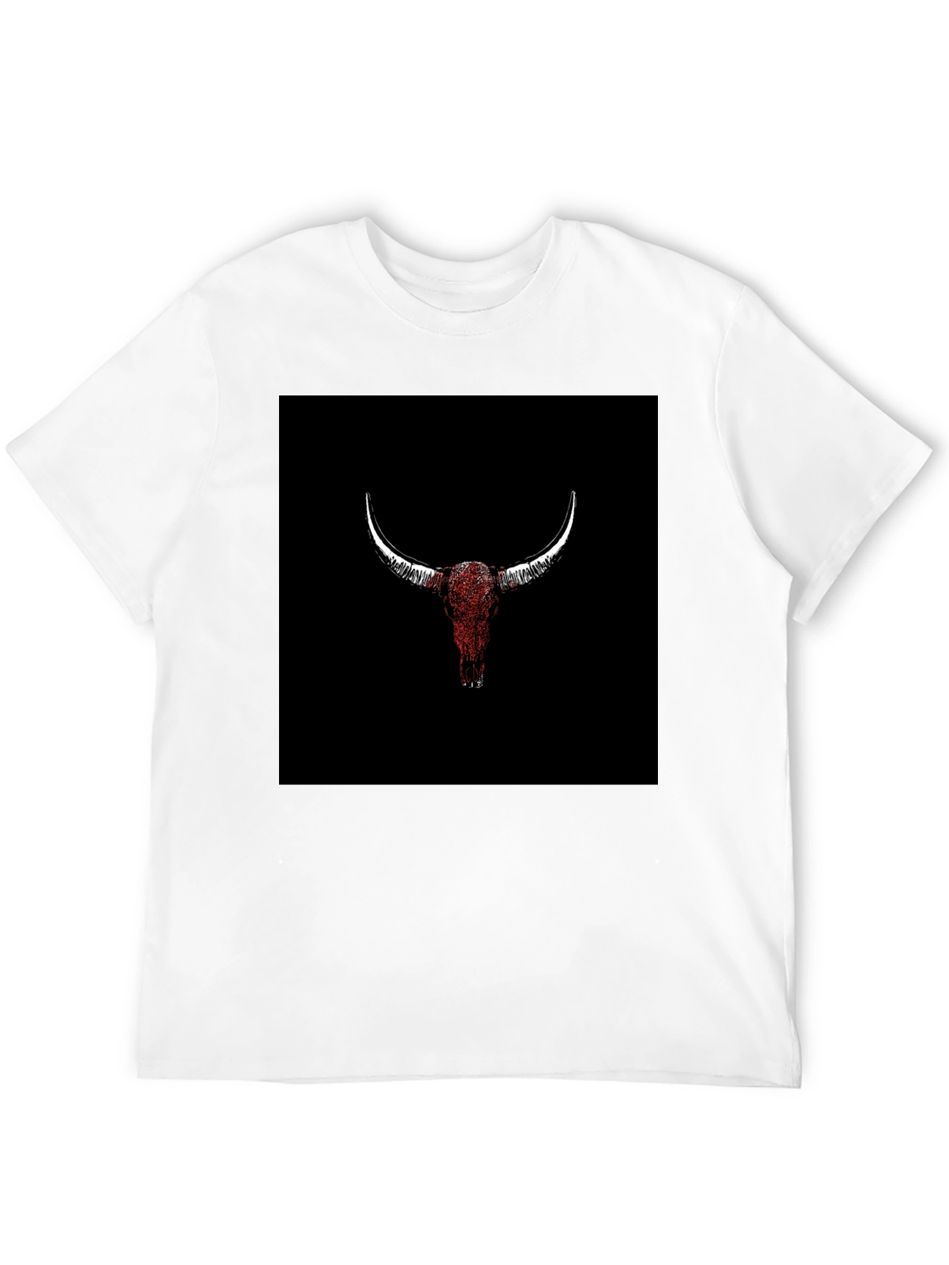 Black Bull Skull Graphic Tee - Black Cotton T-Shirt view 12
