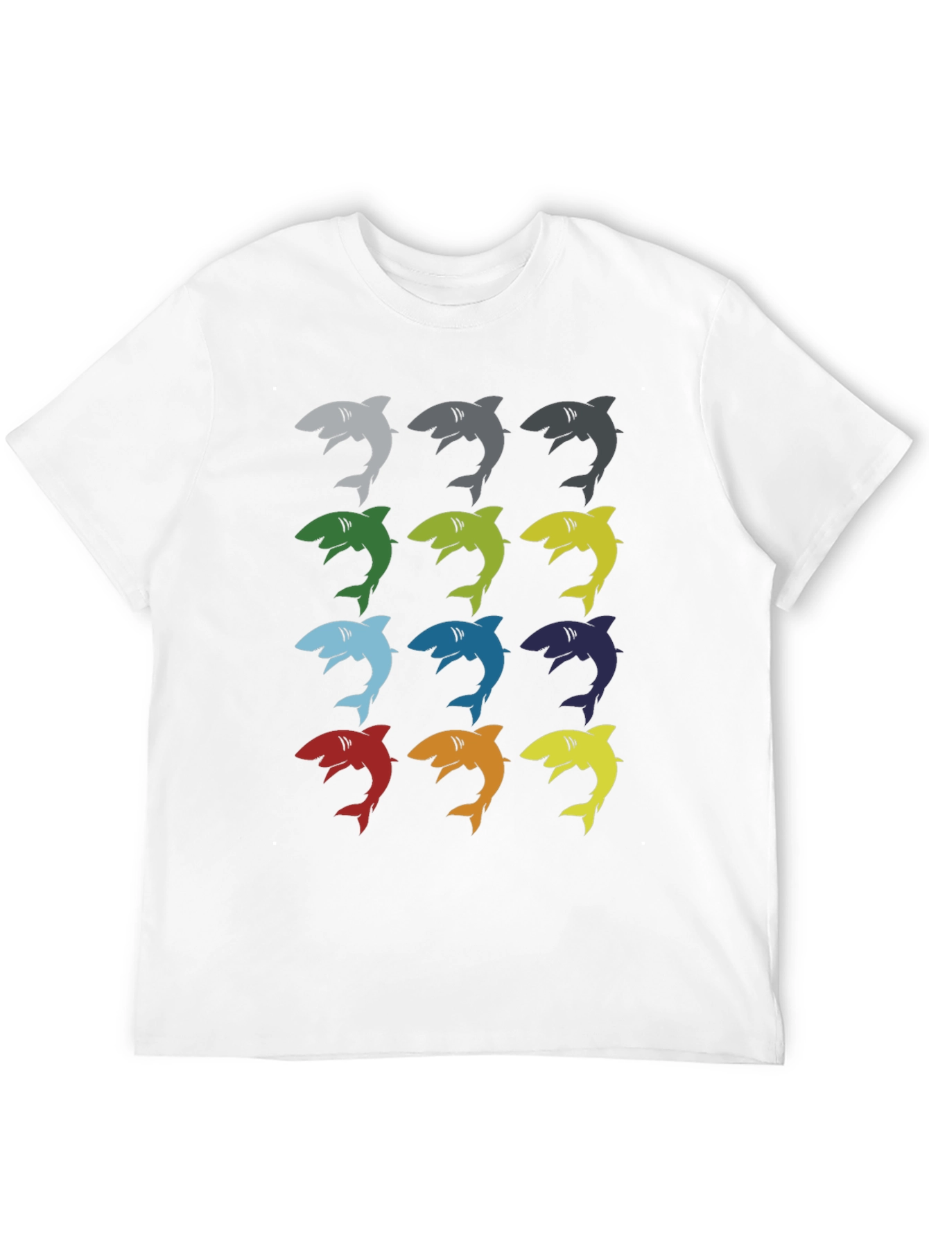 Black Men's Shark Pattern Graphic T-Shirt - Black view 12