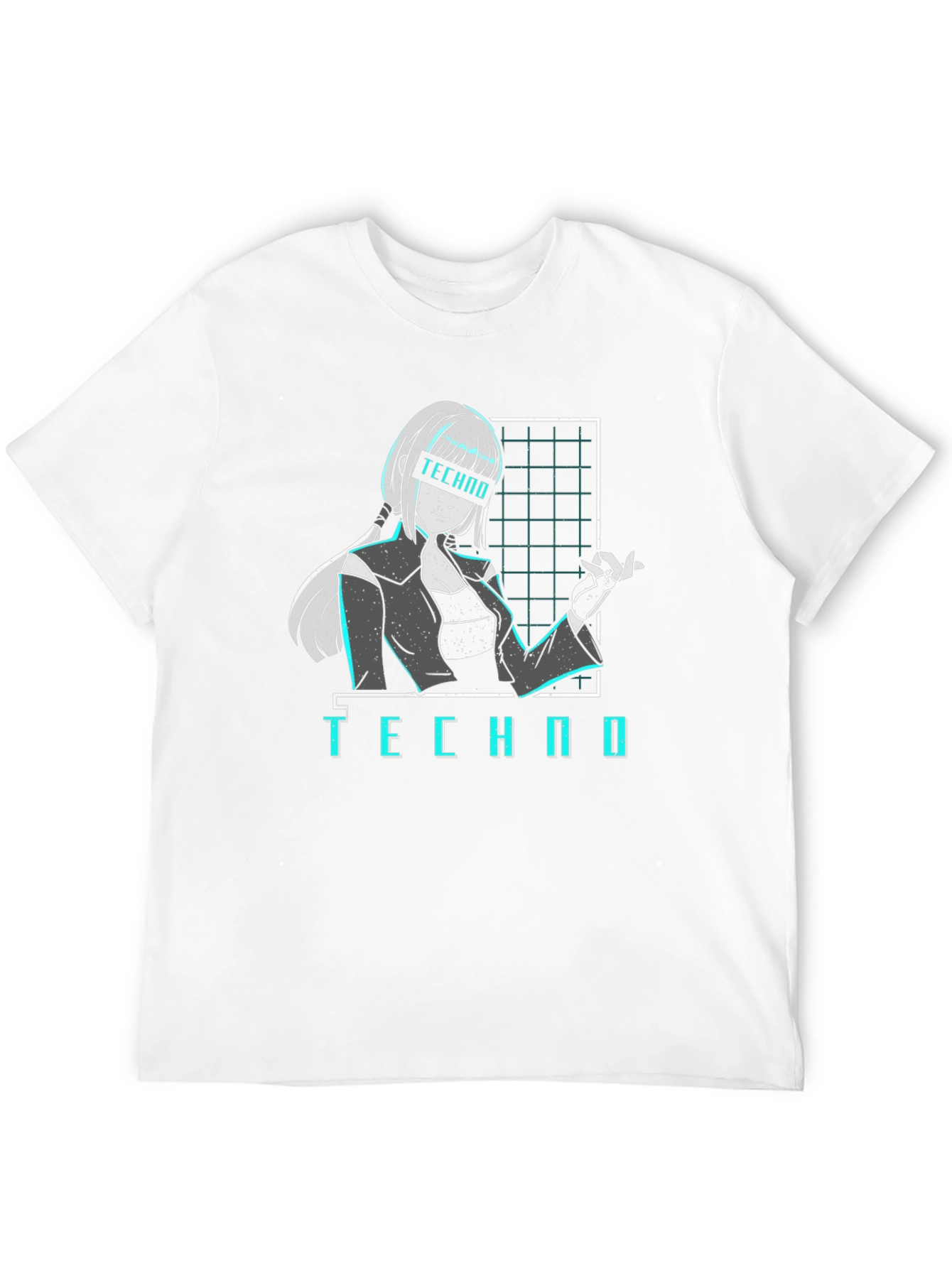 Black Techno Anime Girl T-Shirt - Cyberpunk Aesthetic Black Tee view 12