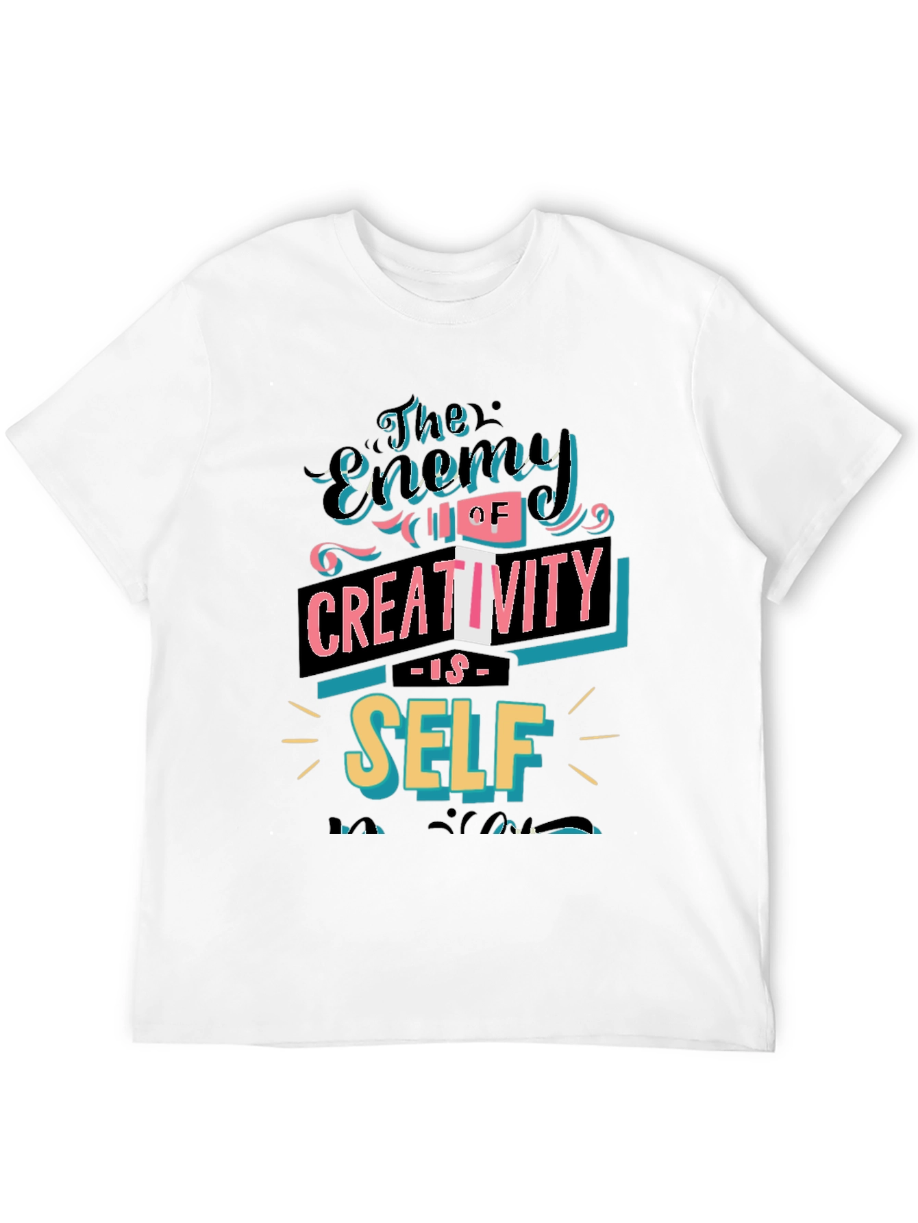 Black The Enemy of Creativity Graphic T-Shirt view 12