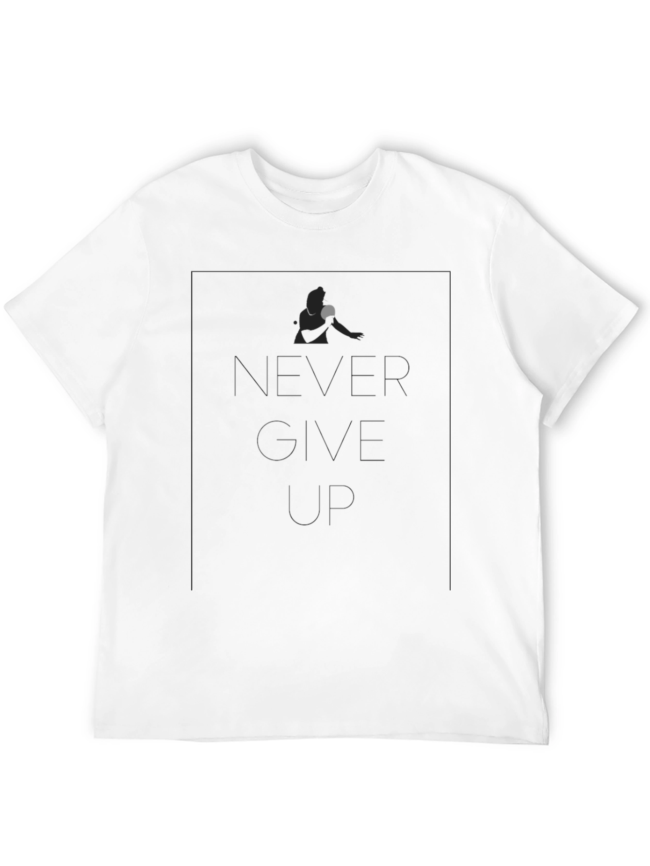 Black Never Give Up Table Tennis Player Black T-Shirt view 12