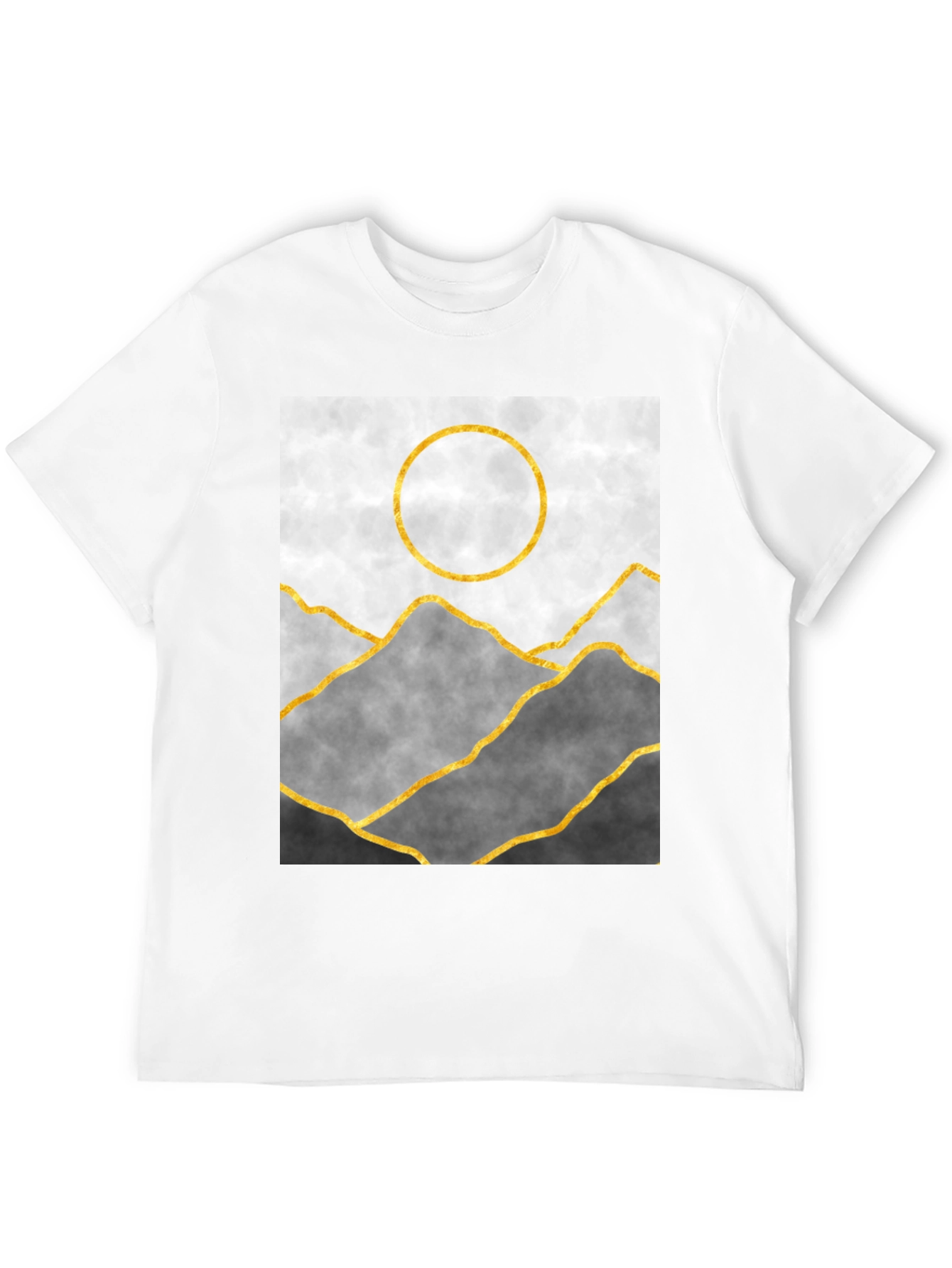 Black Abstract Mountain Gold Line Art Graphic Tee view 12