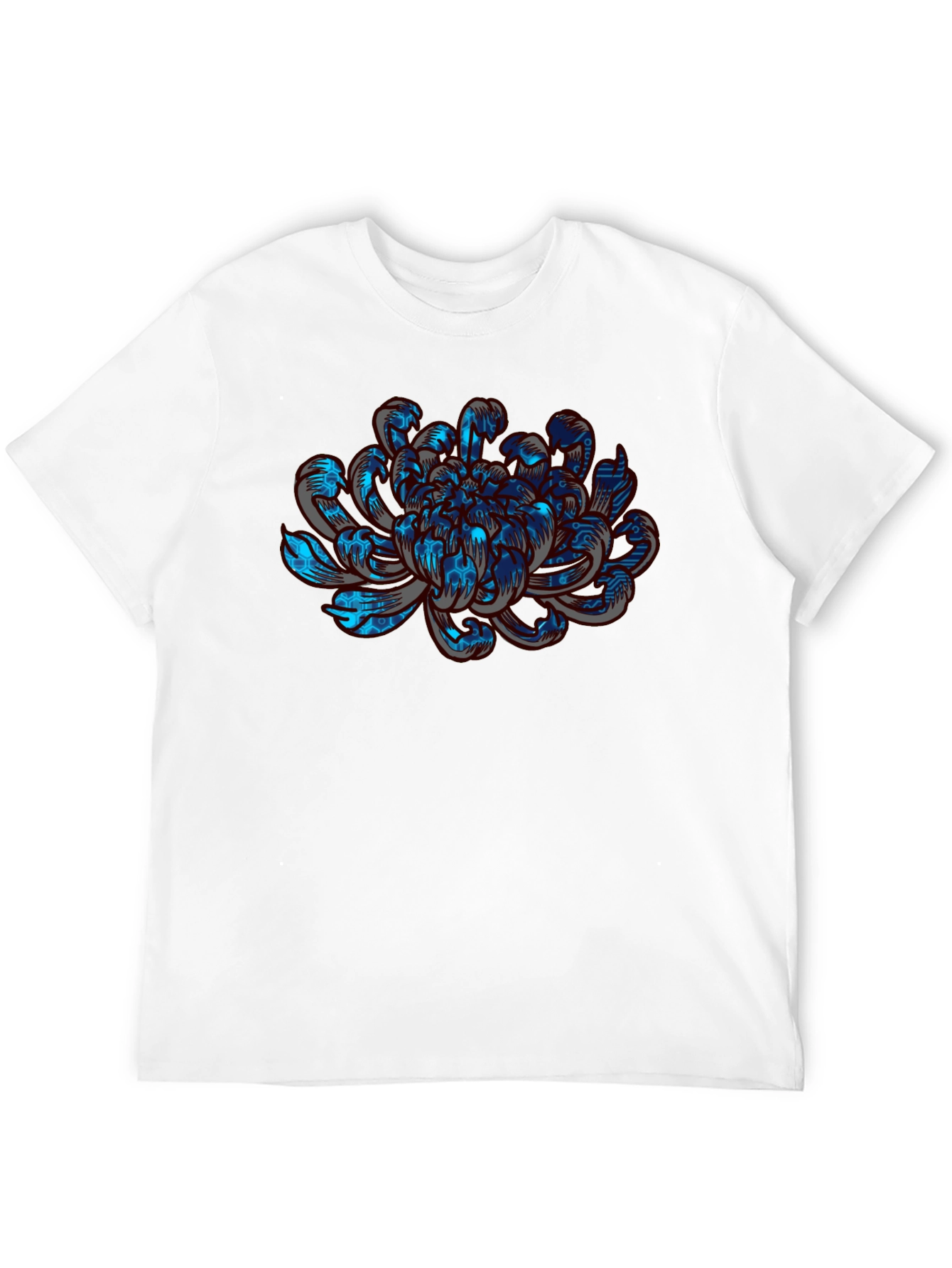 Black Tech Flower Graphic Tee - Modern Artistic Design view 12