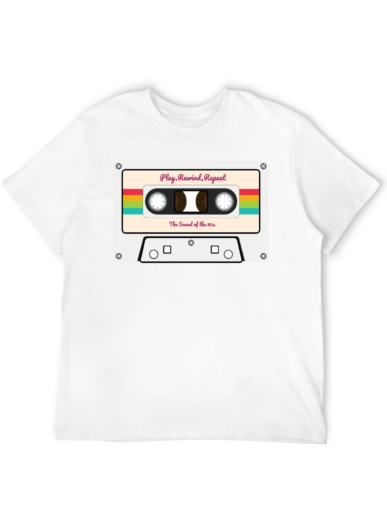 Black Retro 80s Cassette Tape Graphic Tee - Play Rewind Repeat view 12