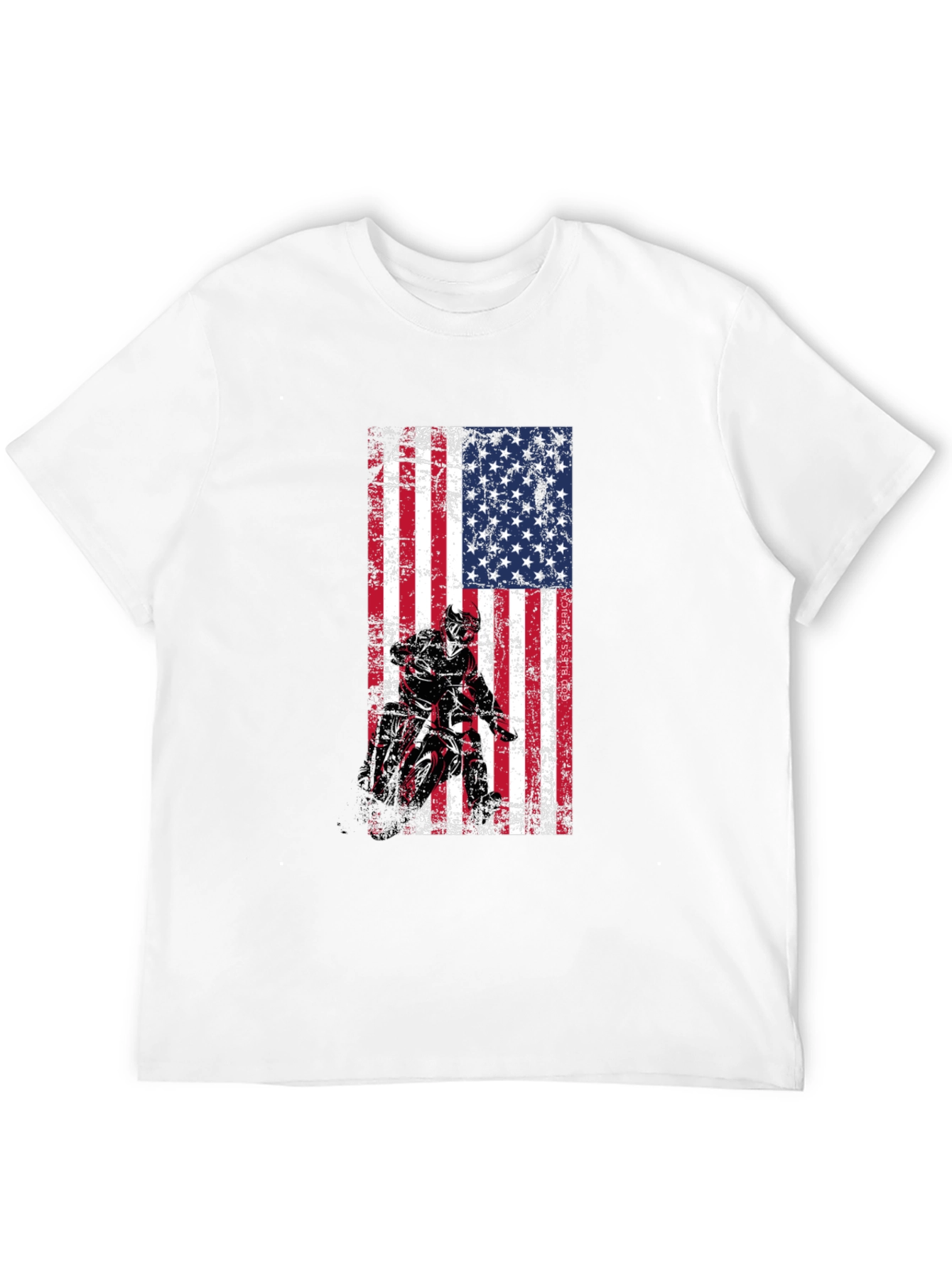 Black American Flag Motocross T-Shirt - Patriotic Design view 12