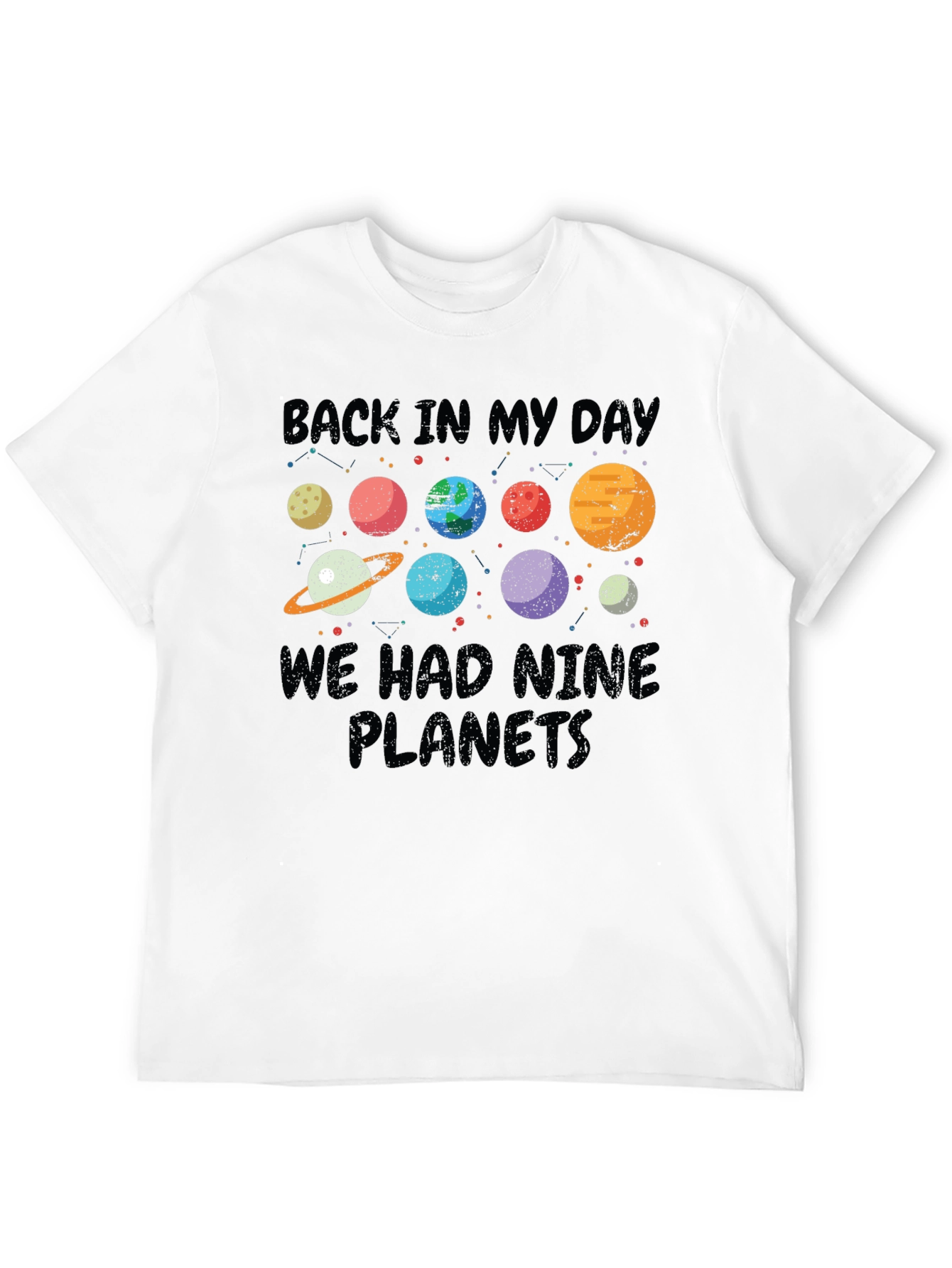 Black Back In My Day Nine Planets T-Shirt view 12