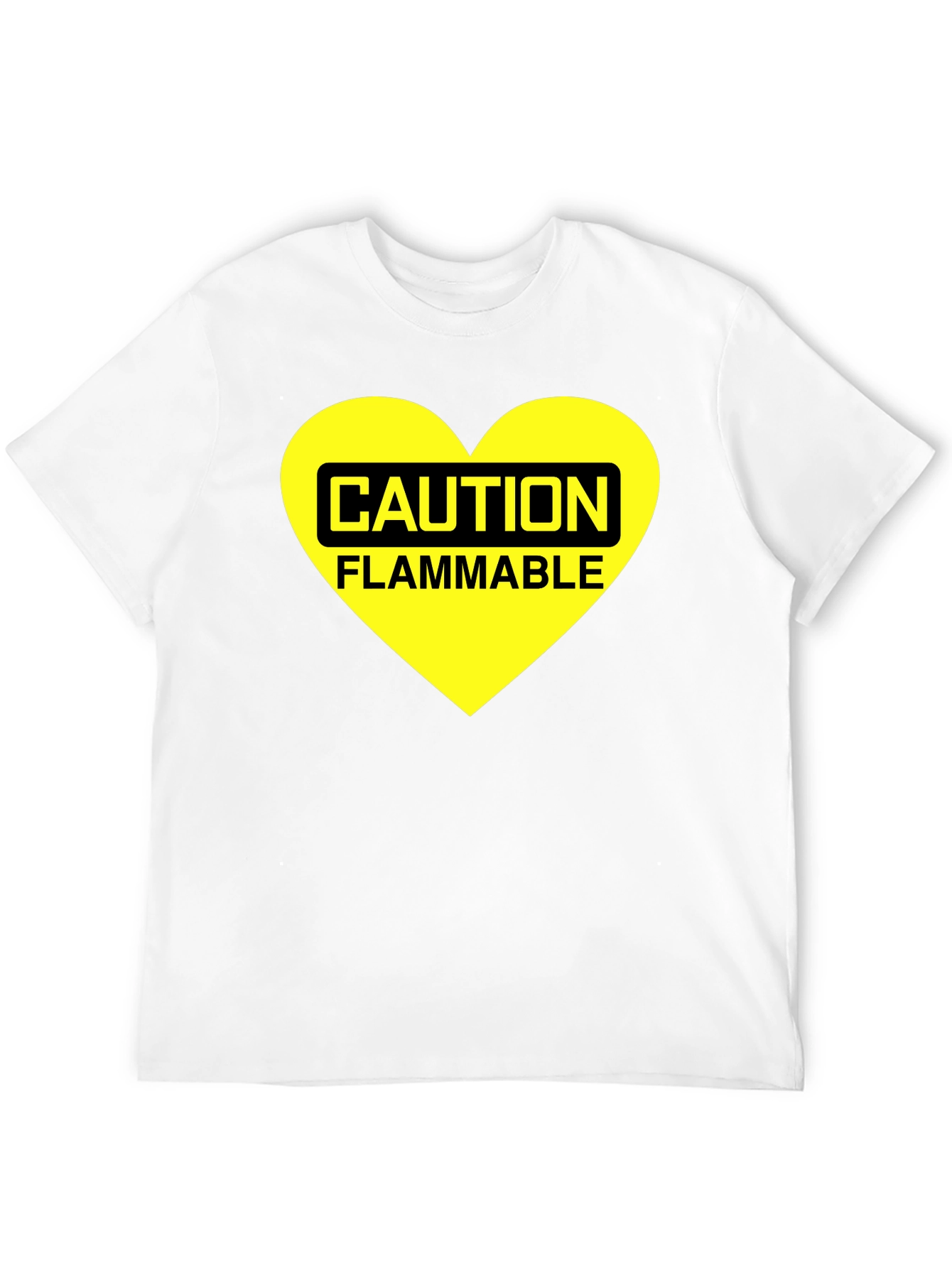 Black Caution Flammable Heart T-Shirt - Black Cotton Blend Tee view 12