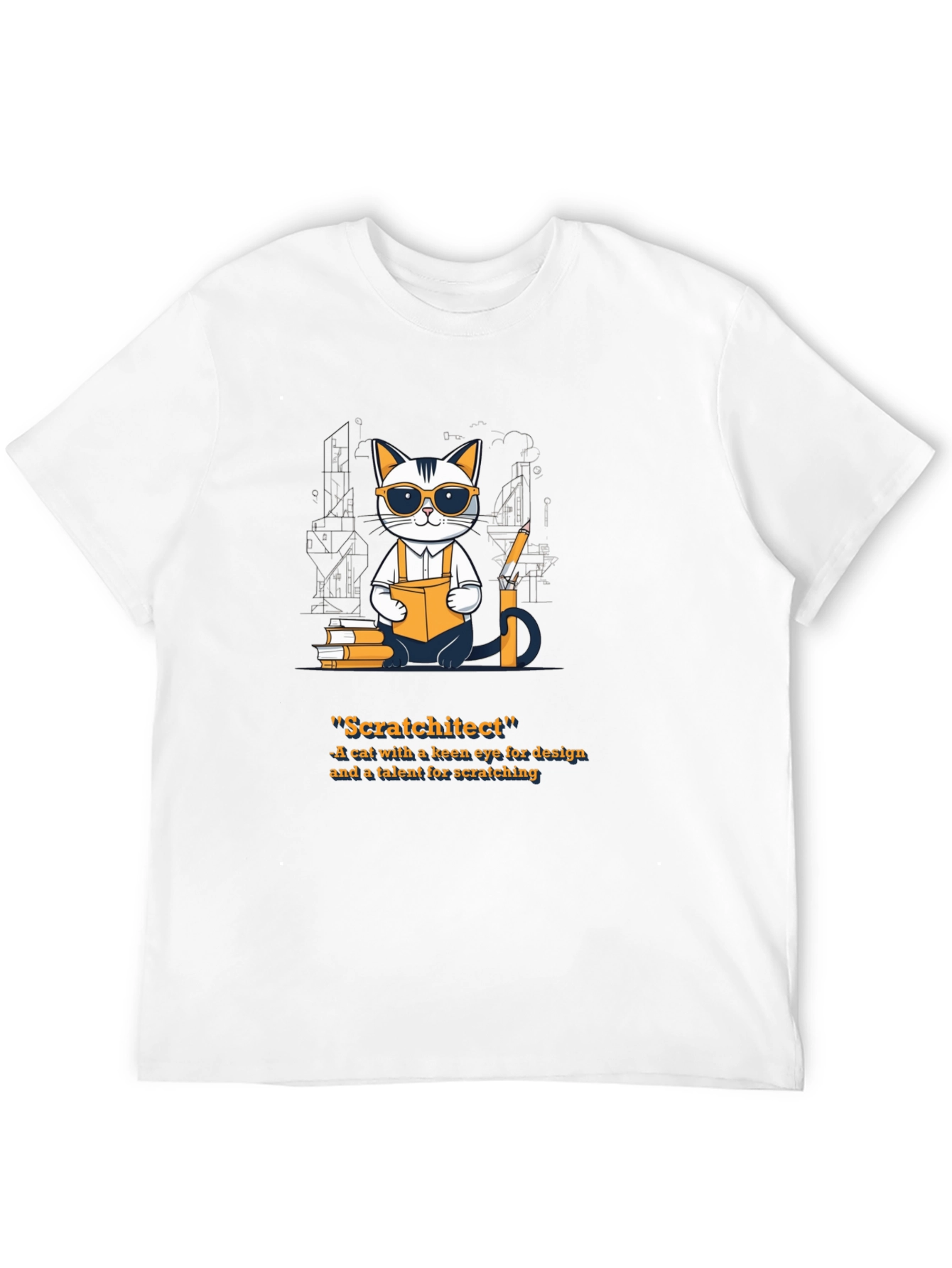 Black Scratchitect T-Shirt - Cat Architect Design view 12