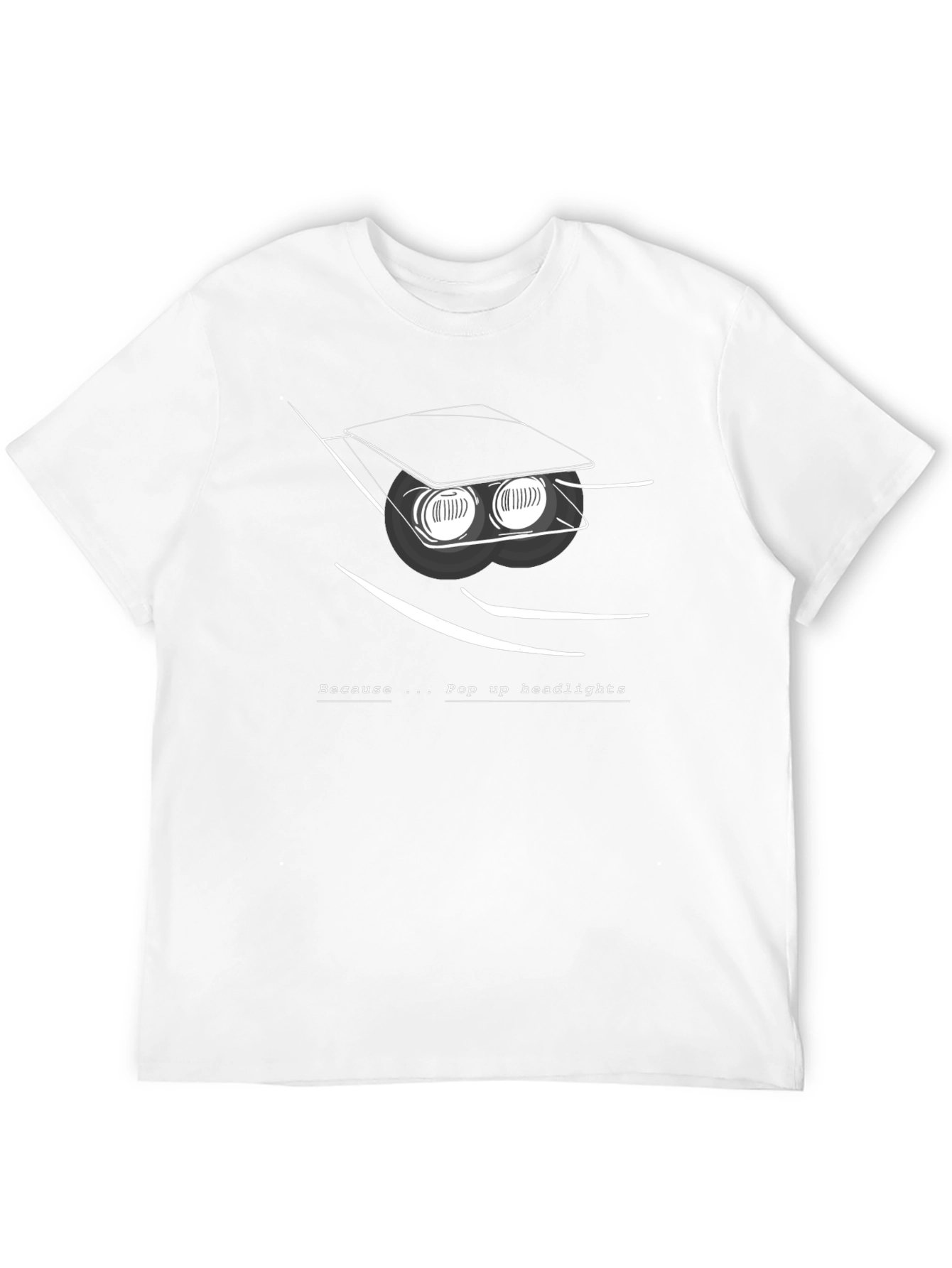 Black Pop Up Headlights Graphic T-Shirt - Car Enthusiast Tee view 12