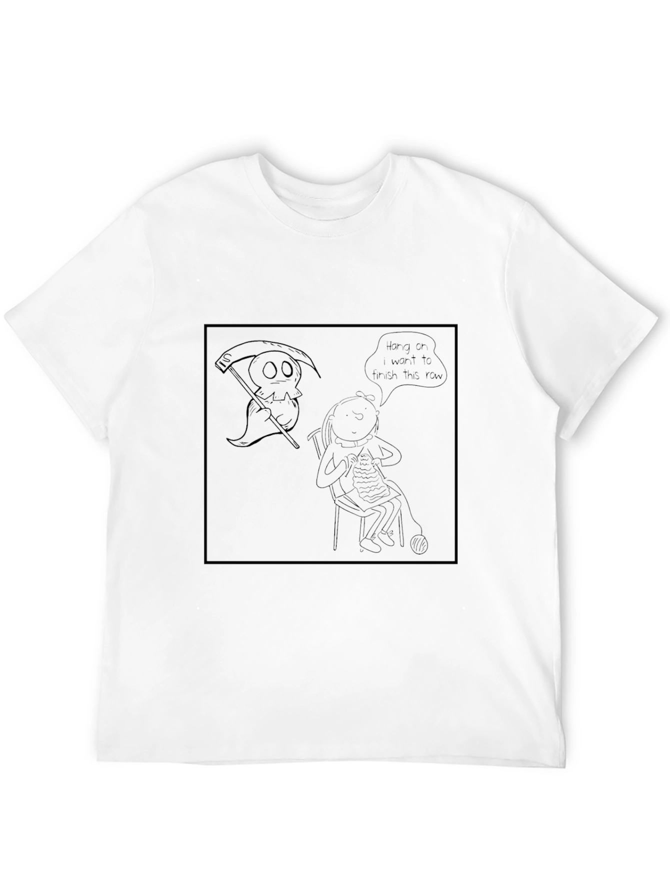 Black Grim Reaper Knitting T-Shirt - Hang On! view 12