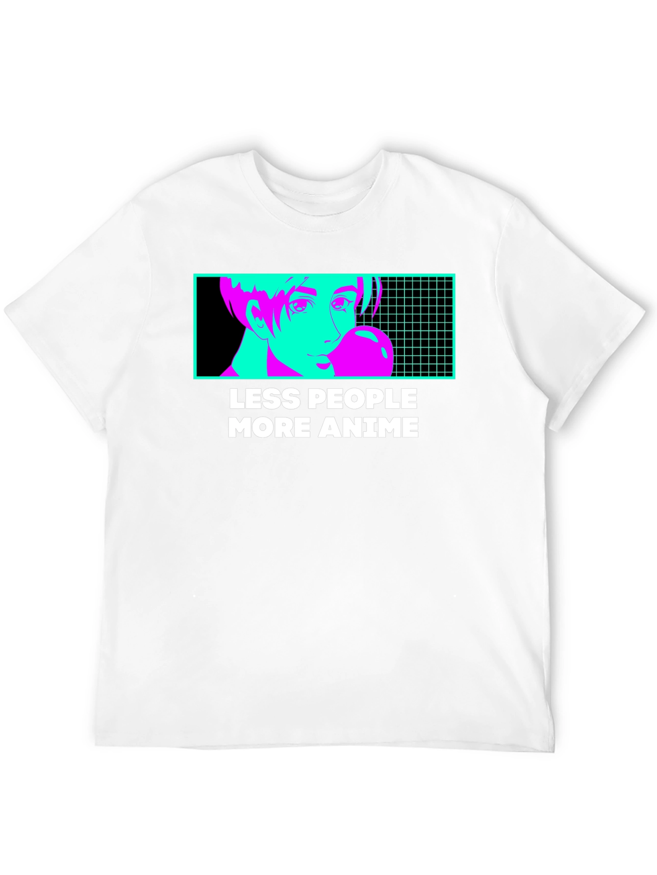 Black Less People More Anime Graphic Tee - Black T-Shirt view 12