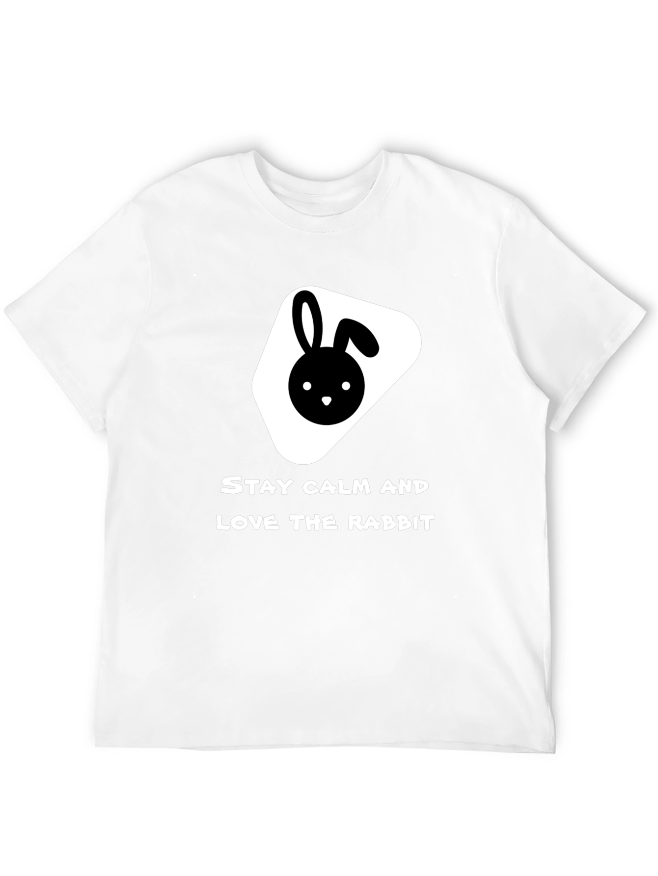 Black Stay Calm Love Rabbit Black T-Shirt view 12