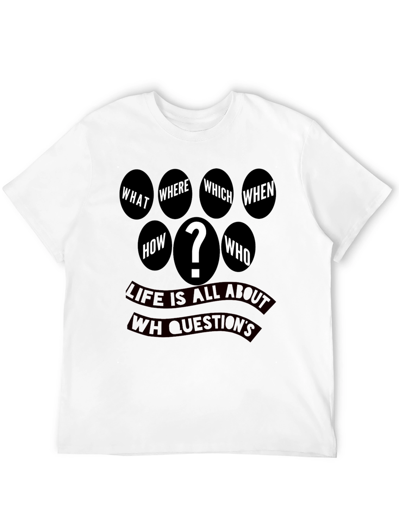 Black Question Everything Men's Black T-Shirt view 12