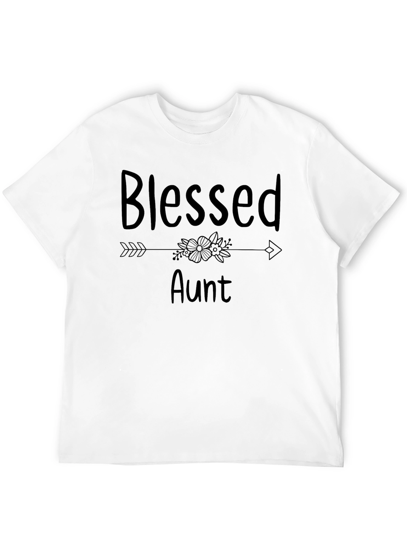 Black Blessed Aunt T-Shirt - Cute Floral Design view 12