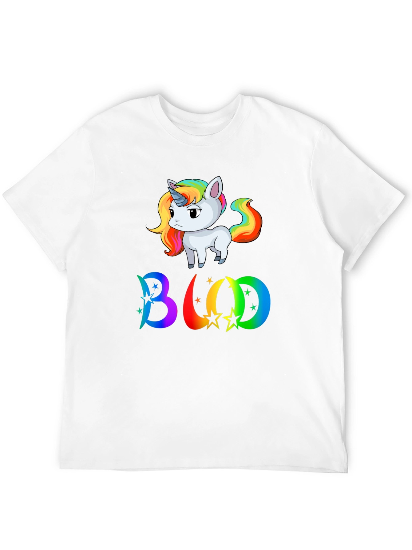 Rainbow Unicorn BUD T-Shirt - Men's Black Tee - 12