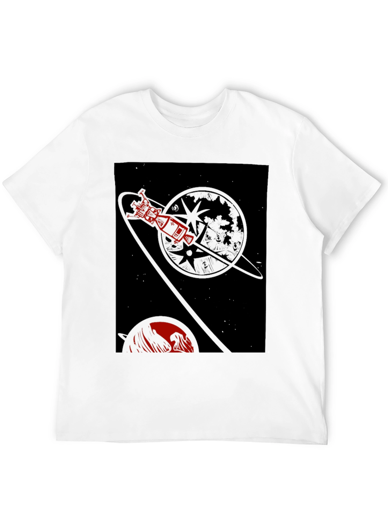 Black Space Travel Graphic Tee - Retro Rocket Design view 12