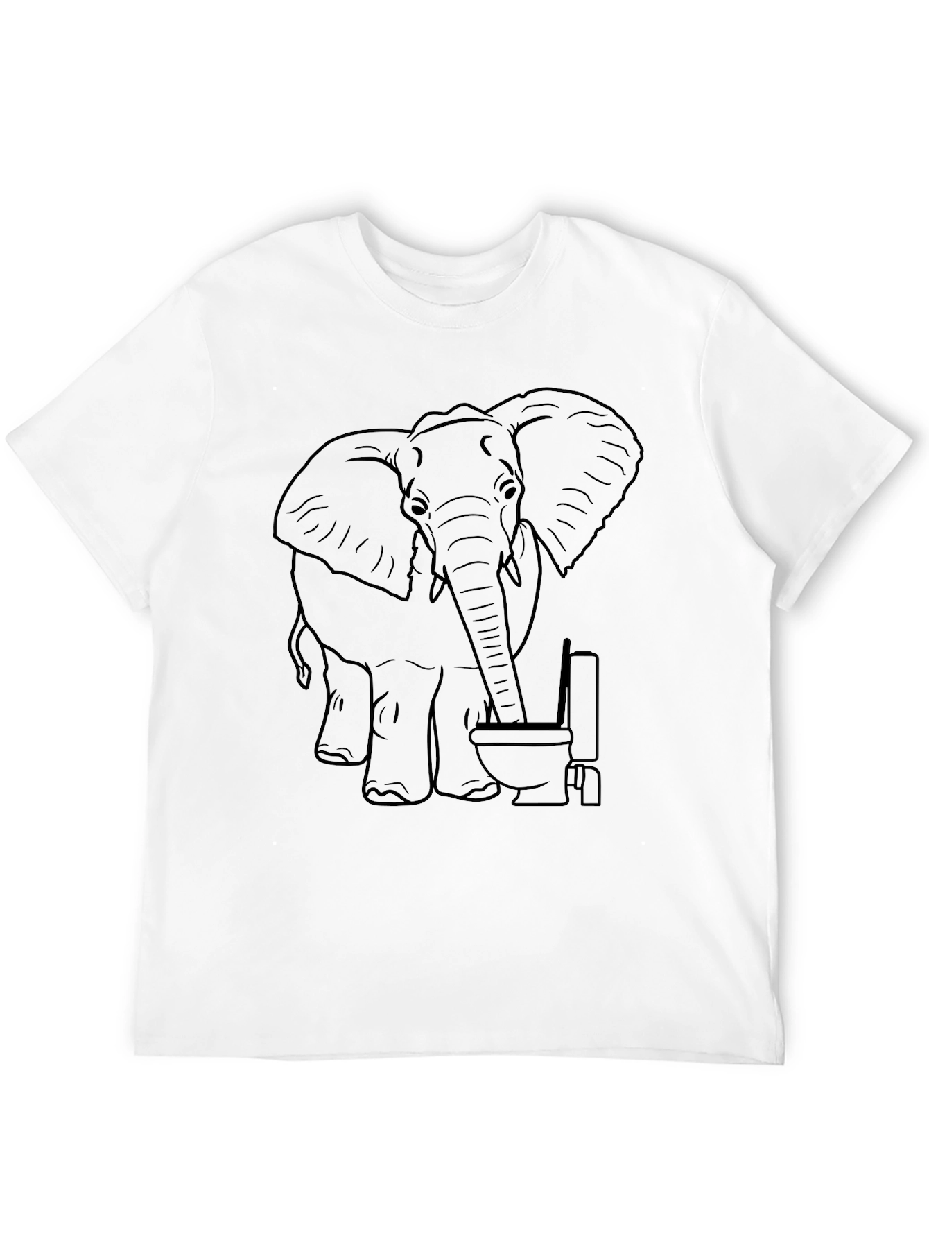 Black Elephant Toilet Humor Graphic Tee - Black Cotton T-Shirt view 12