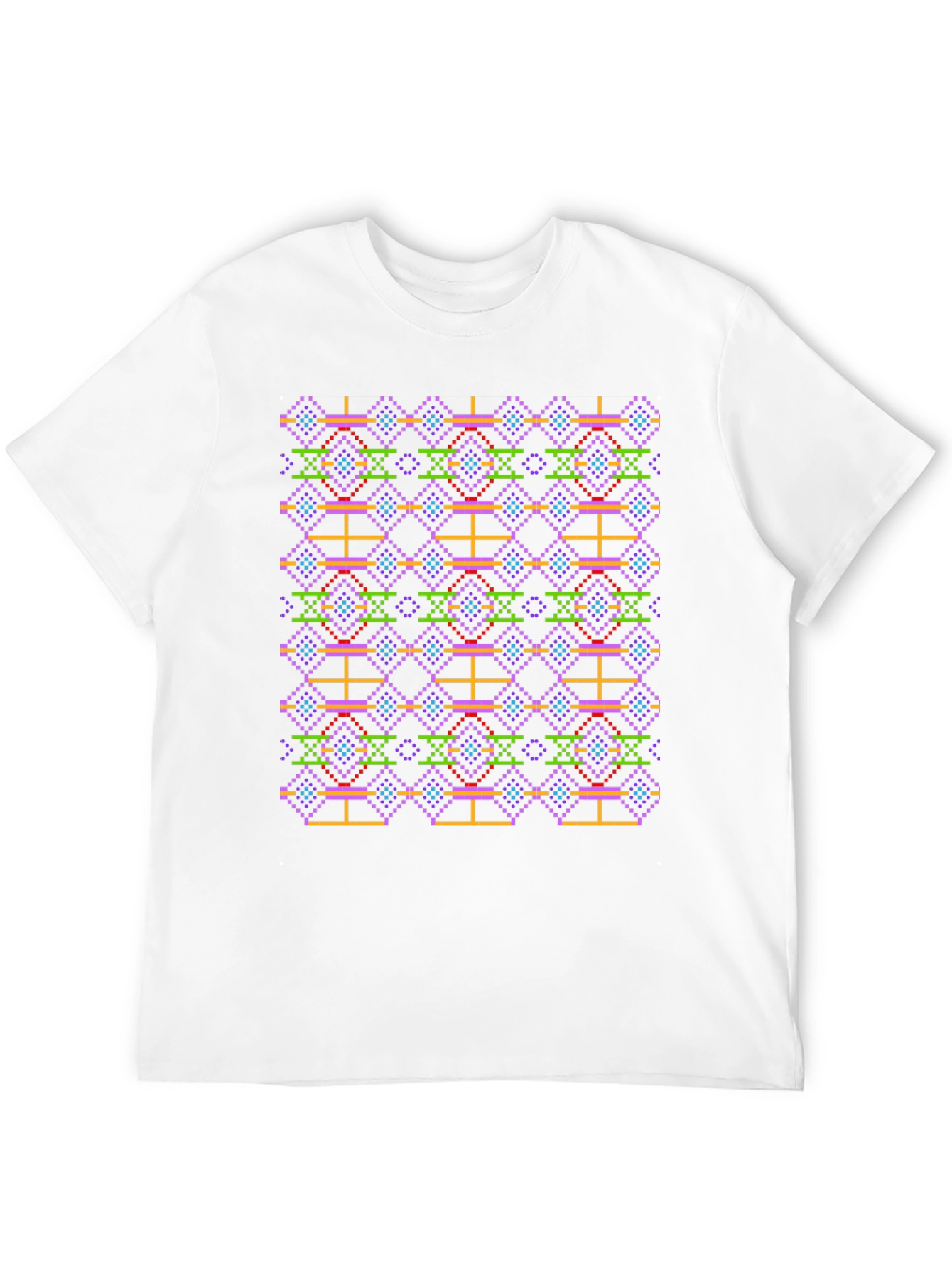 Black Retro Pixel Pattern Black T-Shirt view 12