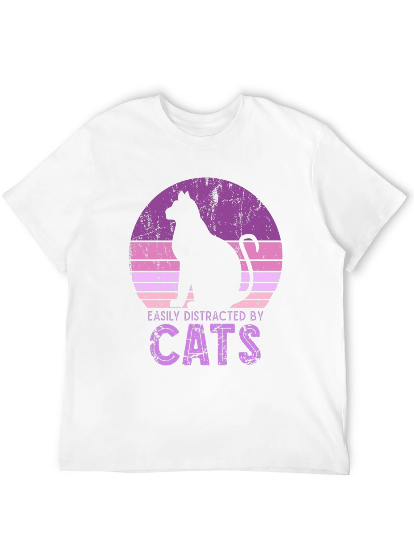 Black Easily Distracted By Cats Black T-Shirt view 12