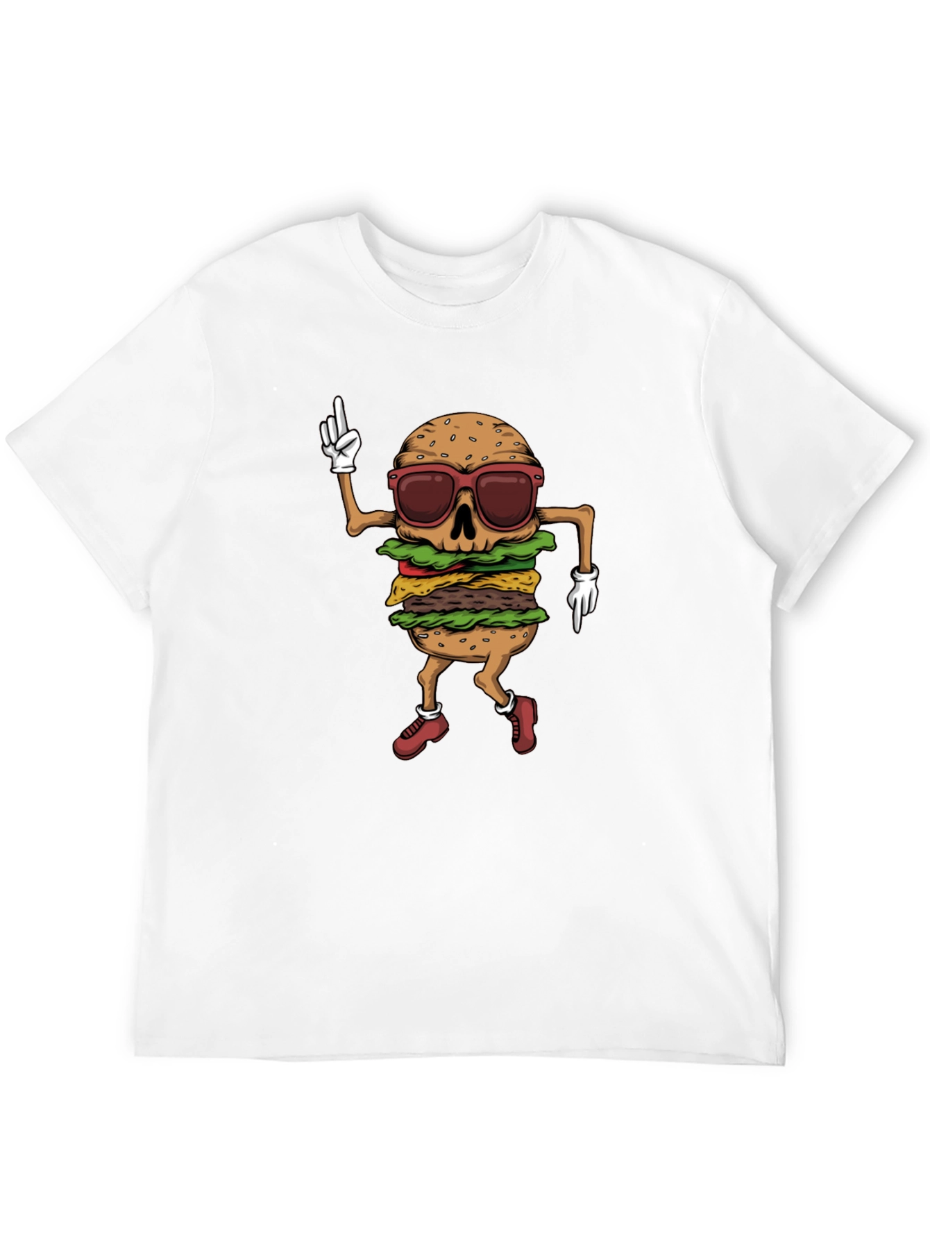 Black Burger Skeleton T-Shirt - Funny Graphic Tee view 12